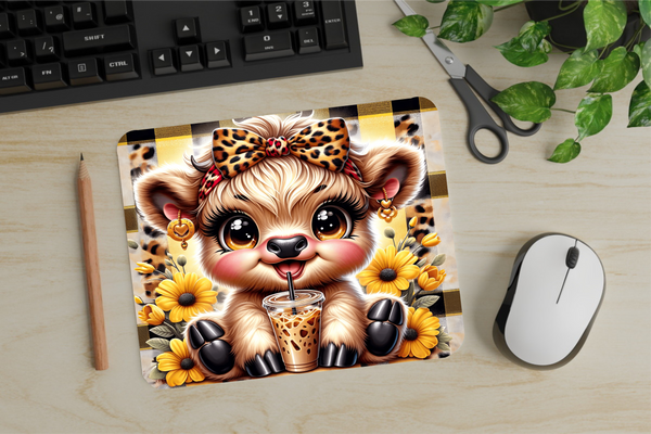 Iced Coffee Cow - Mouse Pad - Sublimation Transfer
