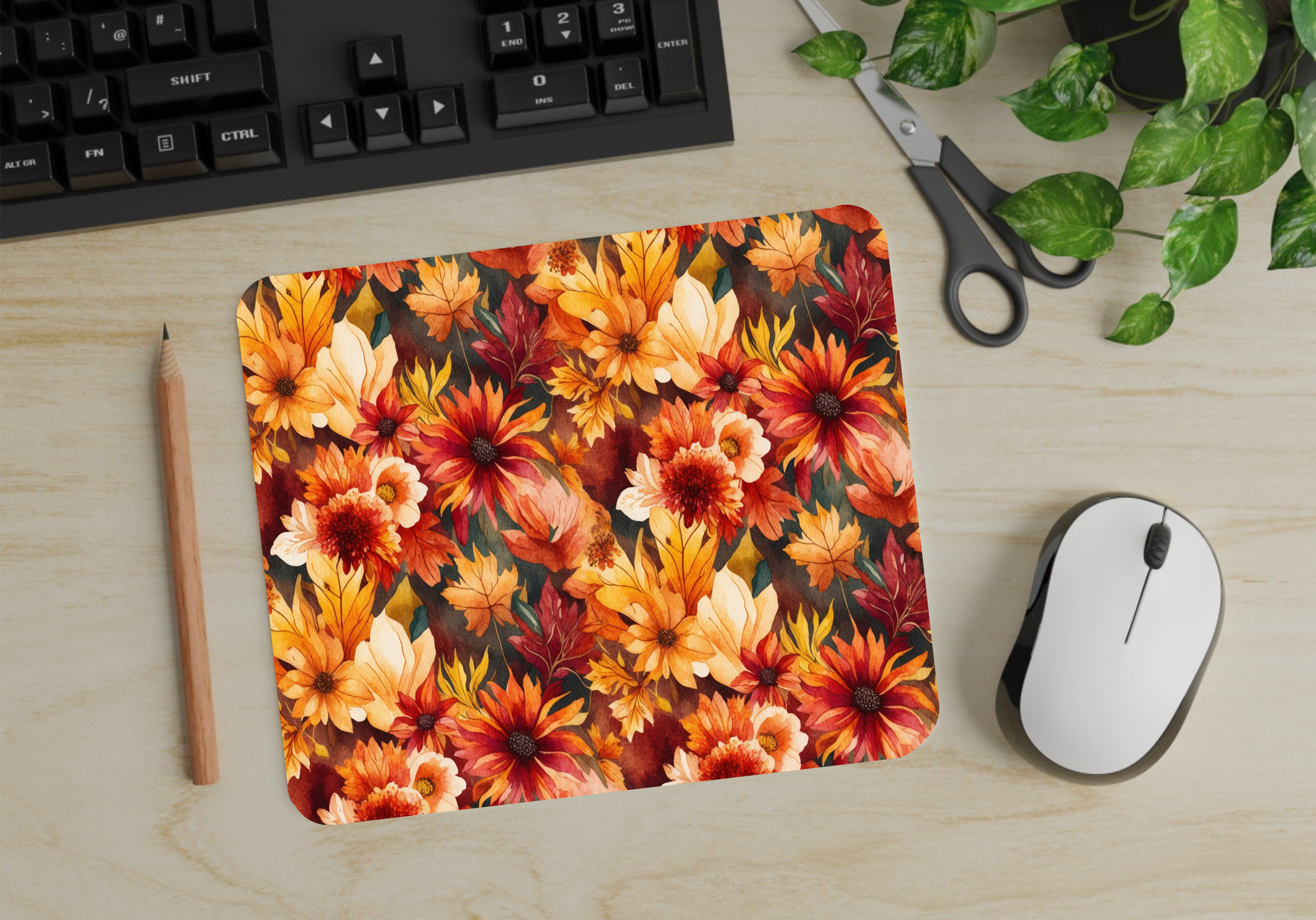 Autumn Leaves & Floral - Mouse Pad - Sublimation Transfer