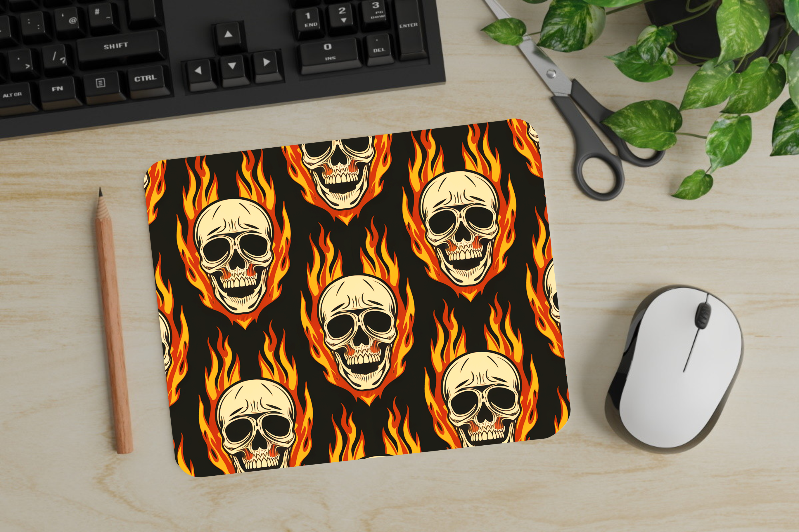Flaming Skulls - Mouse Pad - Sublimation Transfer
