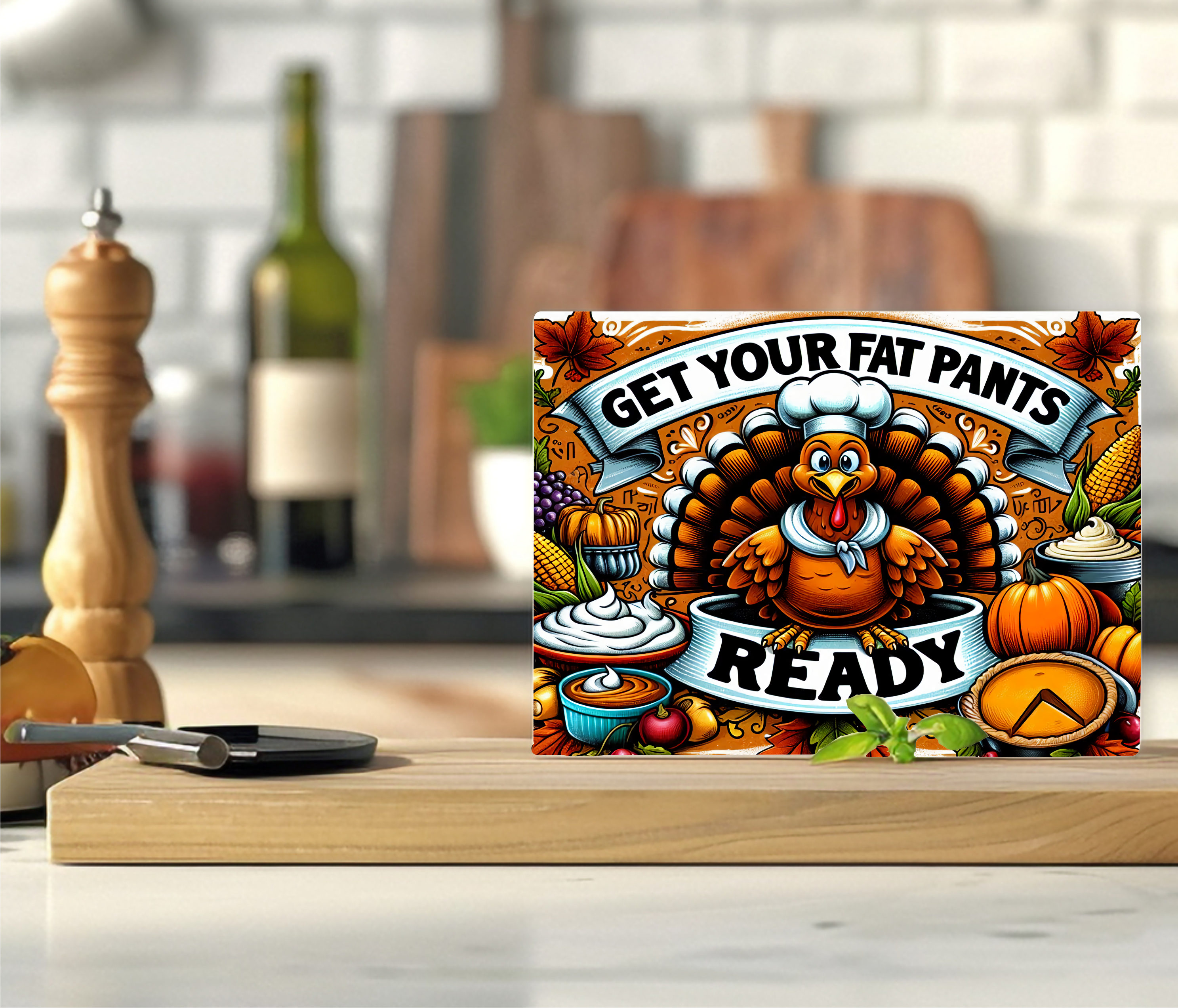 Get Your Fat Pants Ready - Cutting Board - Sublimation Transfer