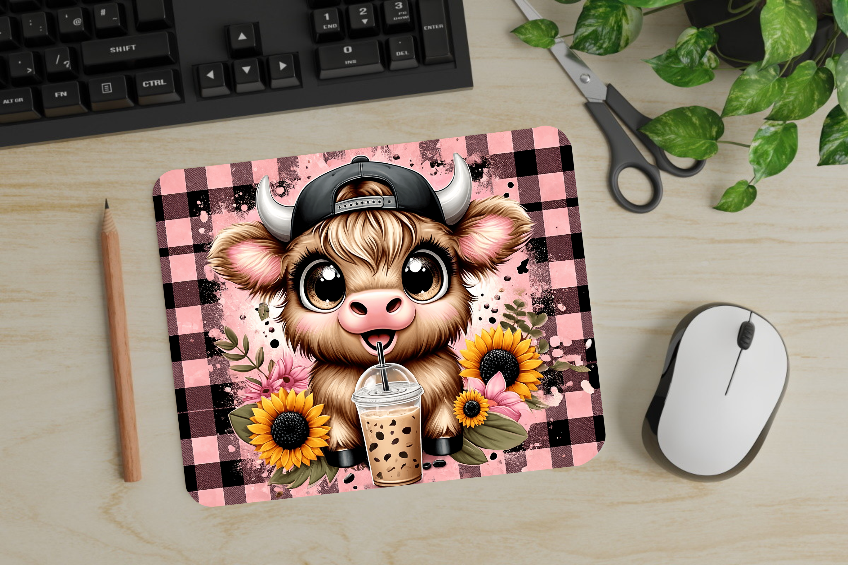 Iced Coffee Cow - Mouse Pad - Sublimation Transfer