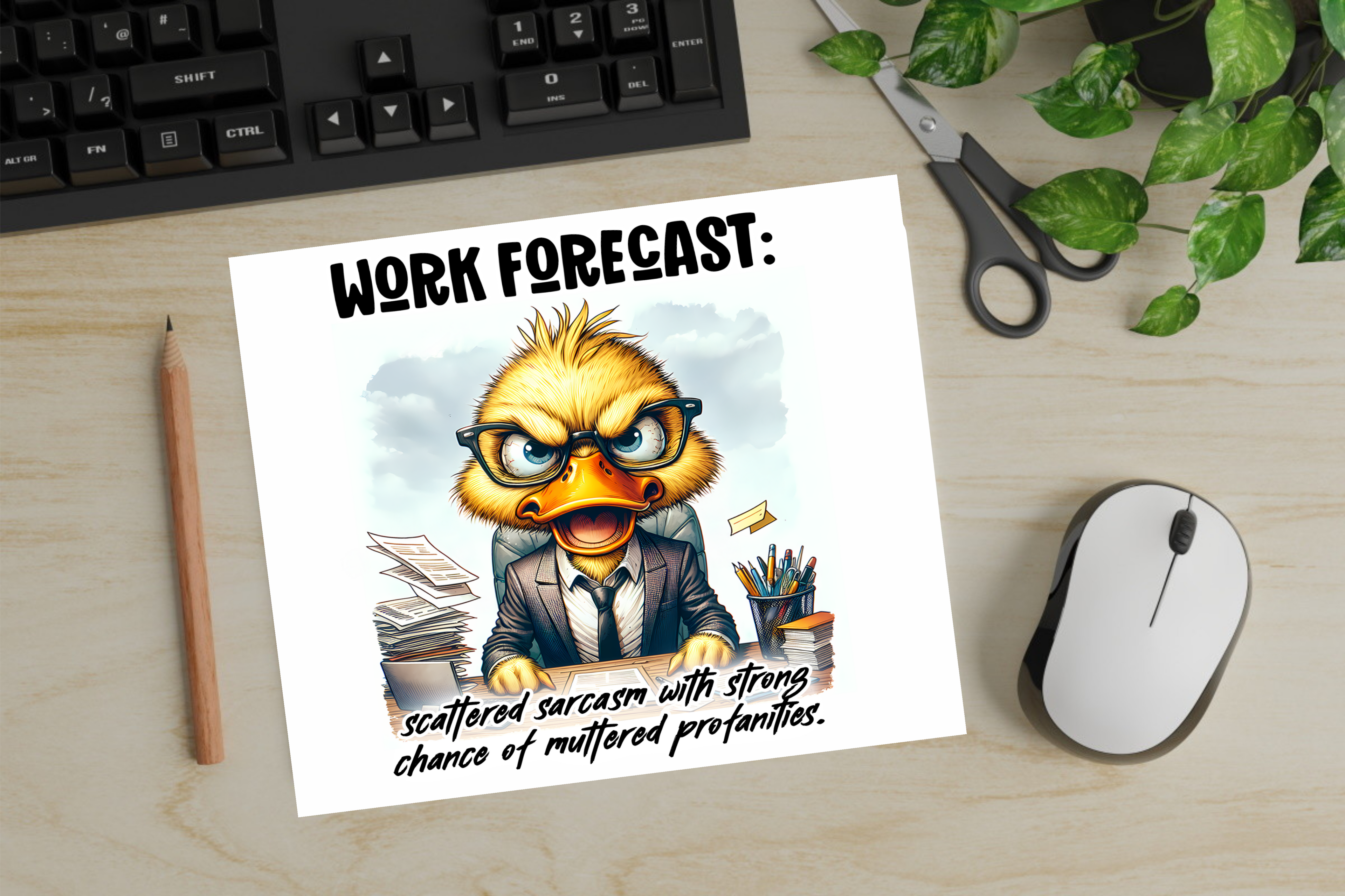 Work Forecast. Scattered Sarcasm & A Chance Of Muffled Profanities. - Mouse Pad - Sublimation Transfer