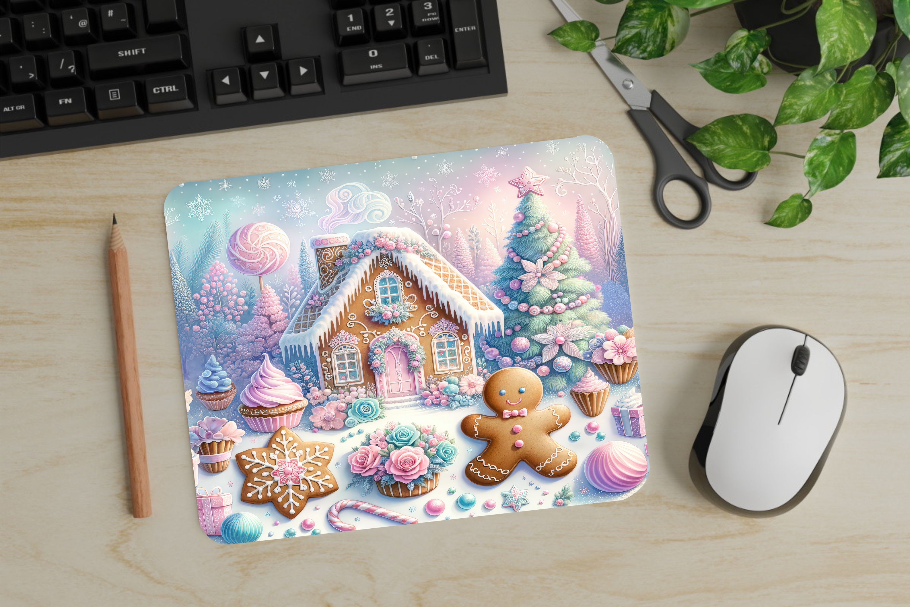 Pastel Gingerbread House - Mouse Pad - Sublimation Transfer