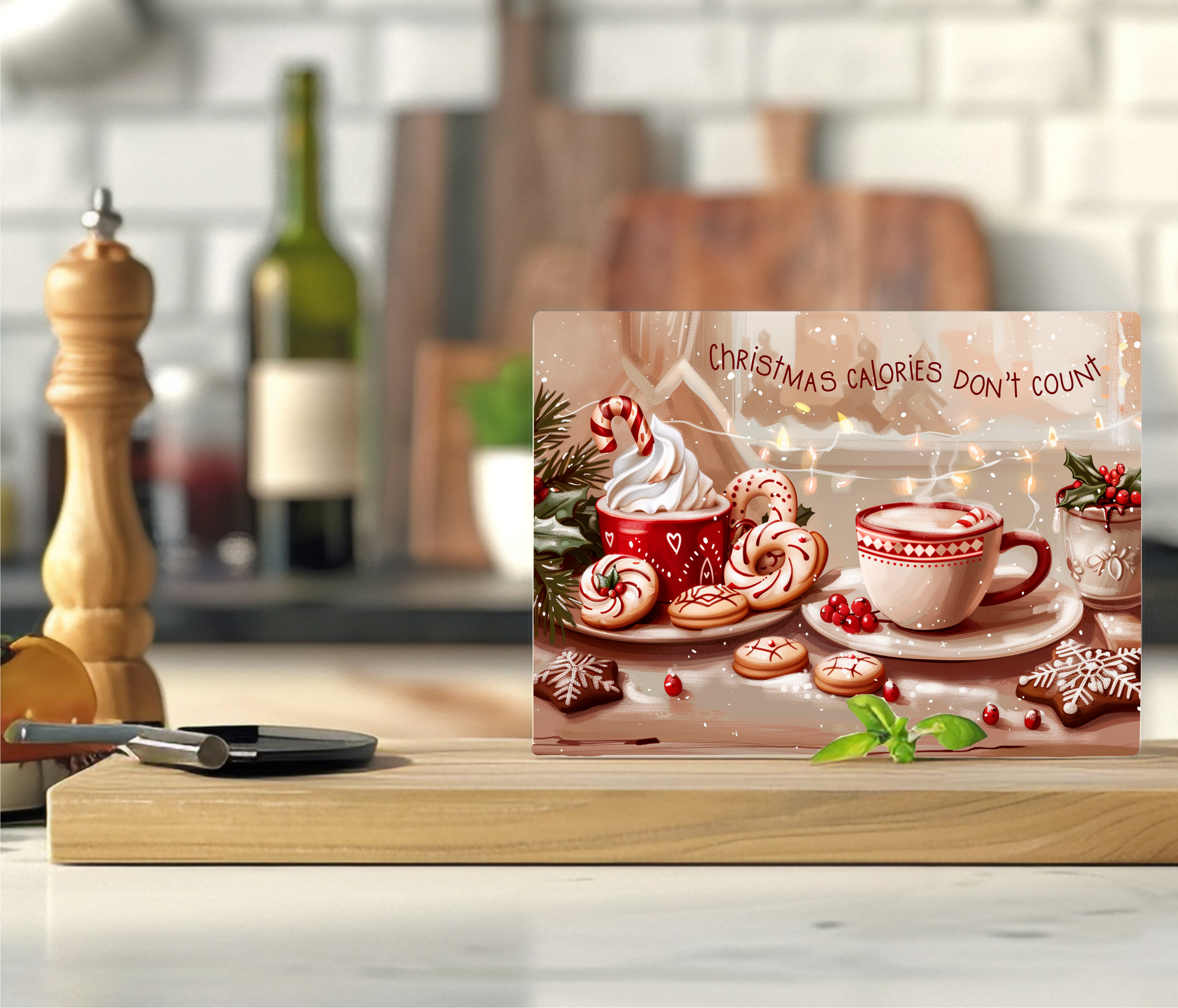 Christmas Calories Don't Count - Cutting Board - Sublimation Transfer
