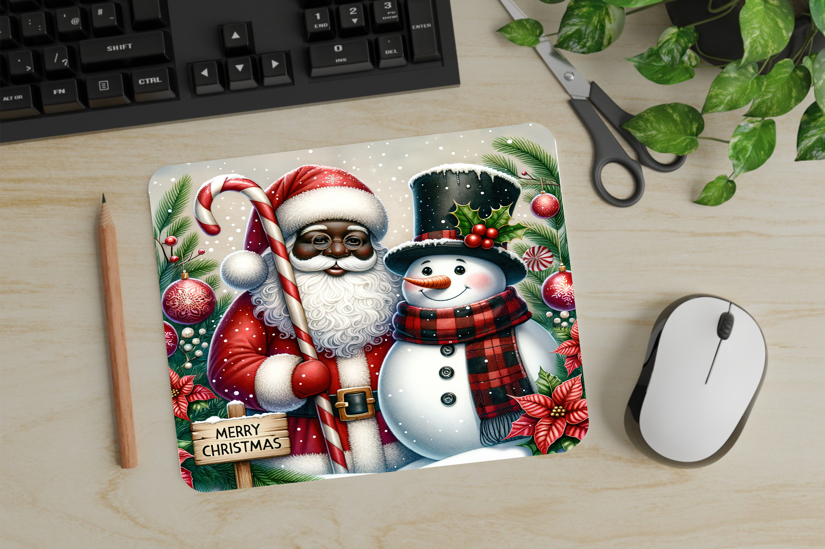 Santa & Snowman - Mouse Pad - Sublimation Transfer