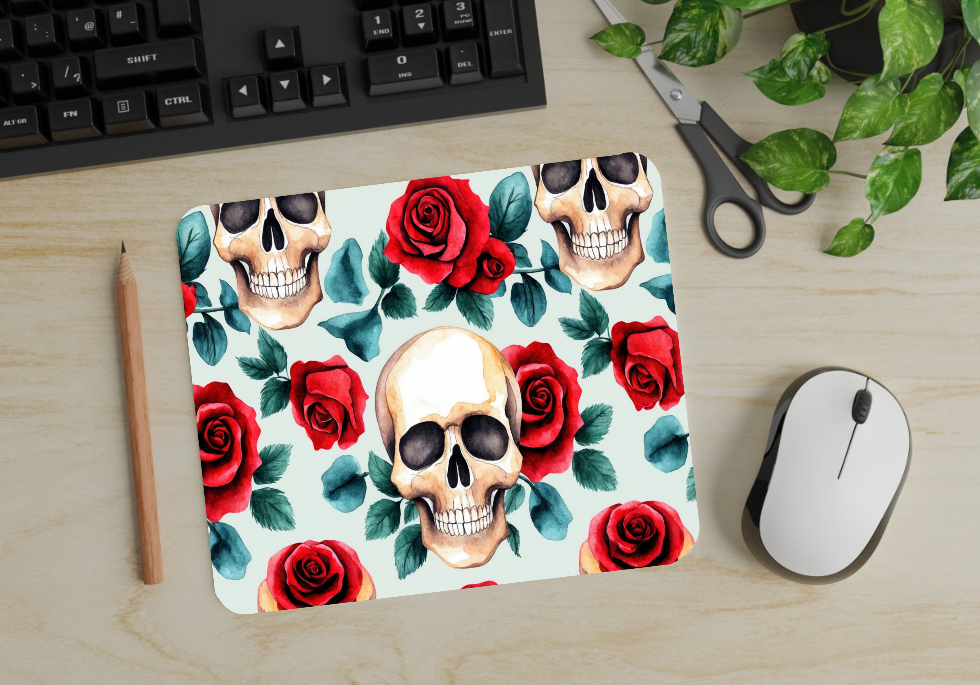 Floral & Skulls - Mouse Pad - Sublimation Transfer