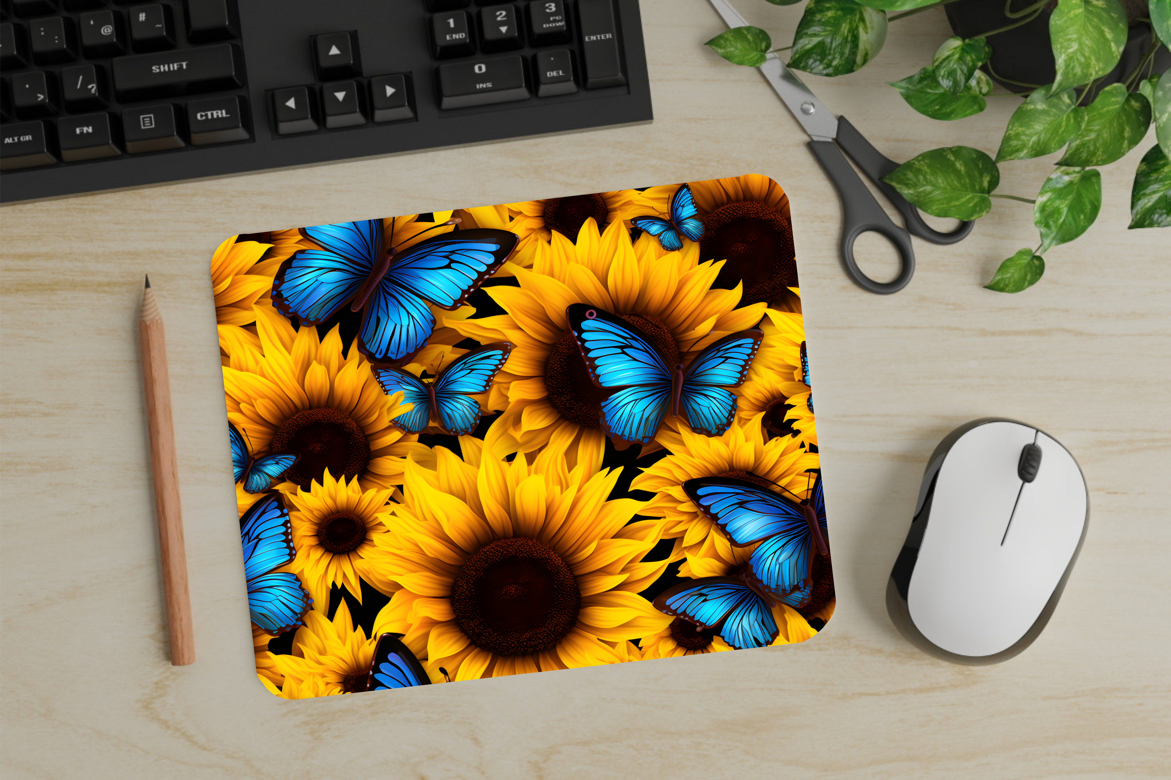 Sunflowers & Butterflies - Mouse Pad - Sublimation Transfer