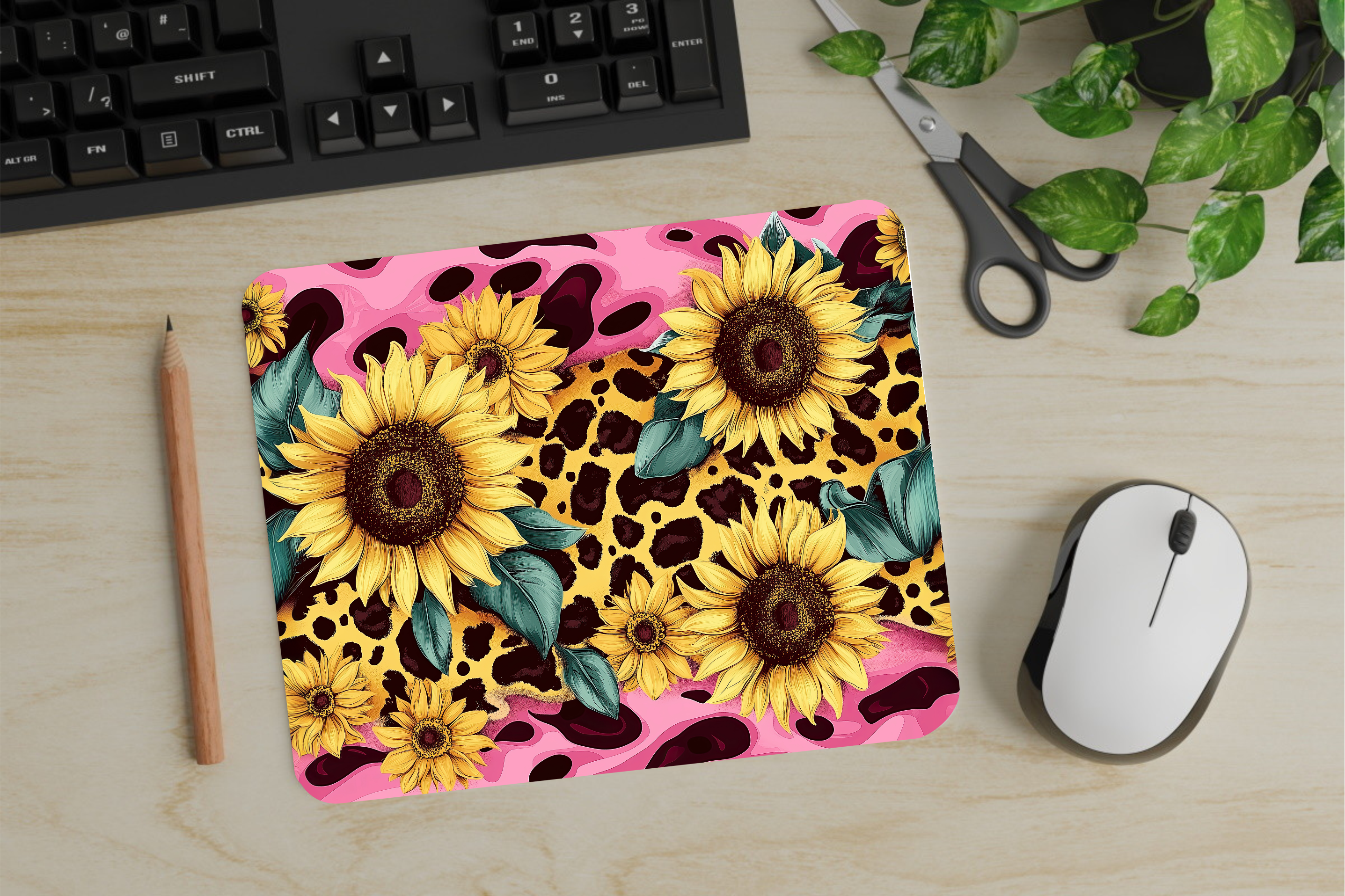 Sunflower & Animal Print - Mouse Pad - Sublimation Transfer