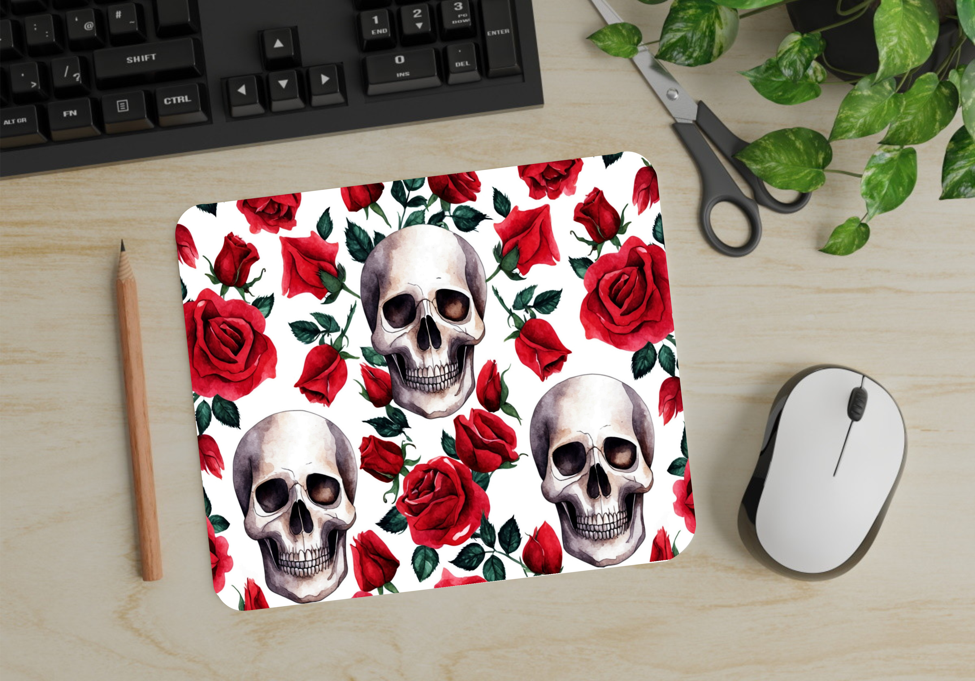 Floral & Skulls - Mouse Pad - Sublimation Transfer