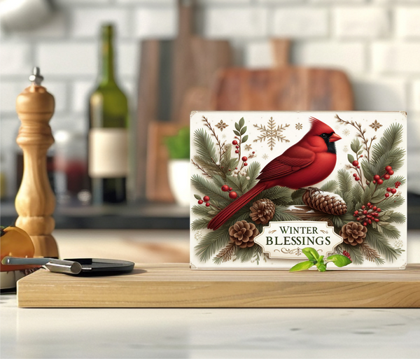 Winter Blessings Cardinal - Cutting Board - Sublimation Transfer