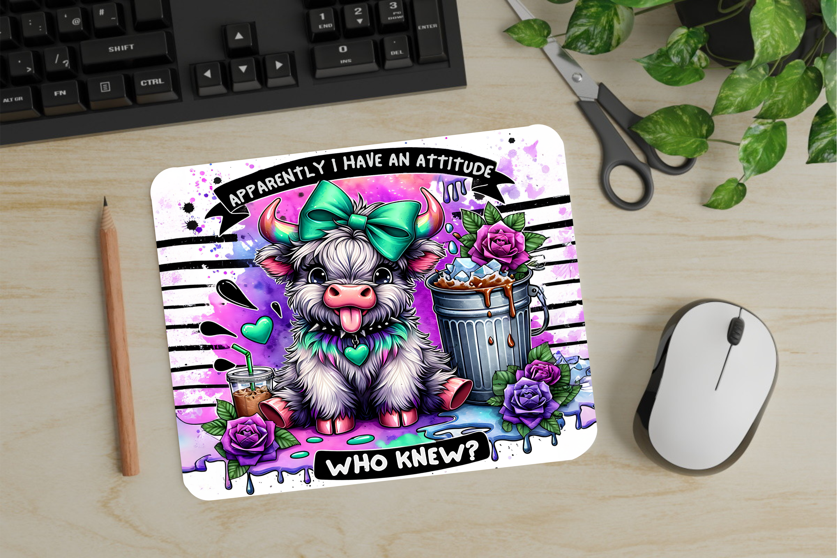 Apparently I Have An Attitude, Who Knew - Mouse Pad - Sublimation Transfer