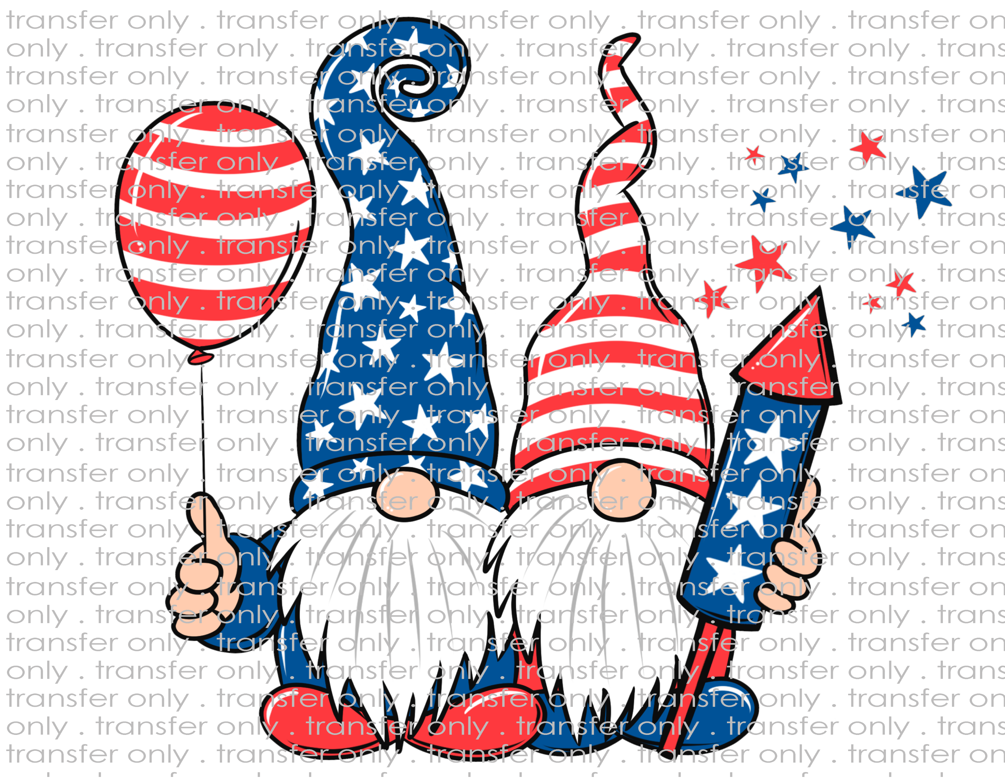 Patriotic Gnomes- Waterslide, Sublimation Transfers