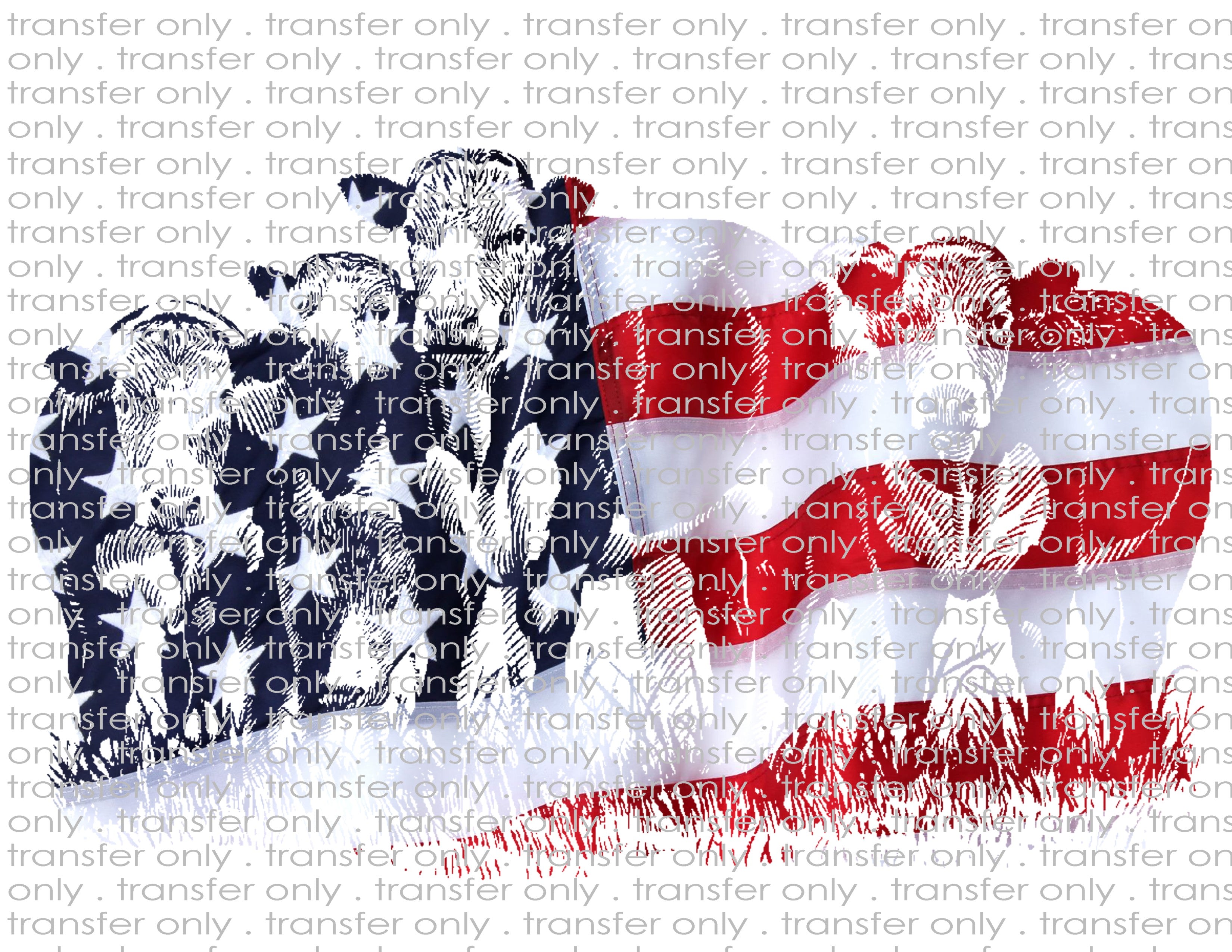Patriotic Cows - Waterslide, Sublimation Transfers