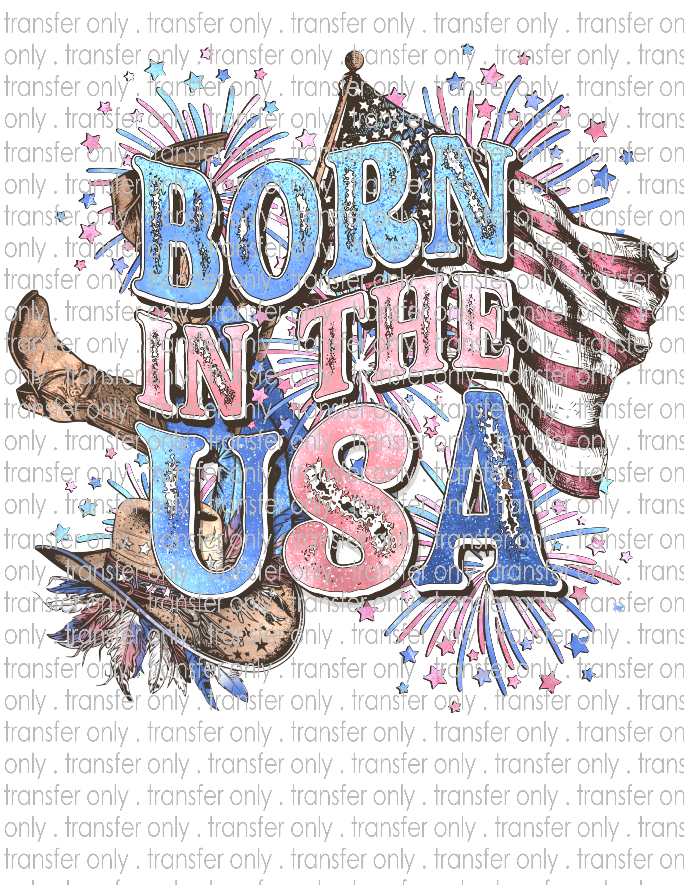 Born In The USA - Waterslide, Sublimation Transfers