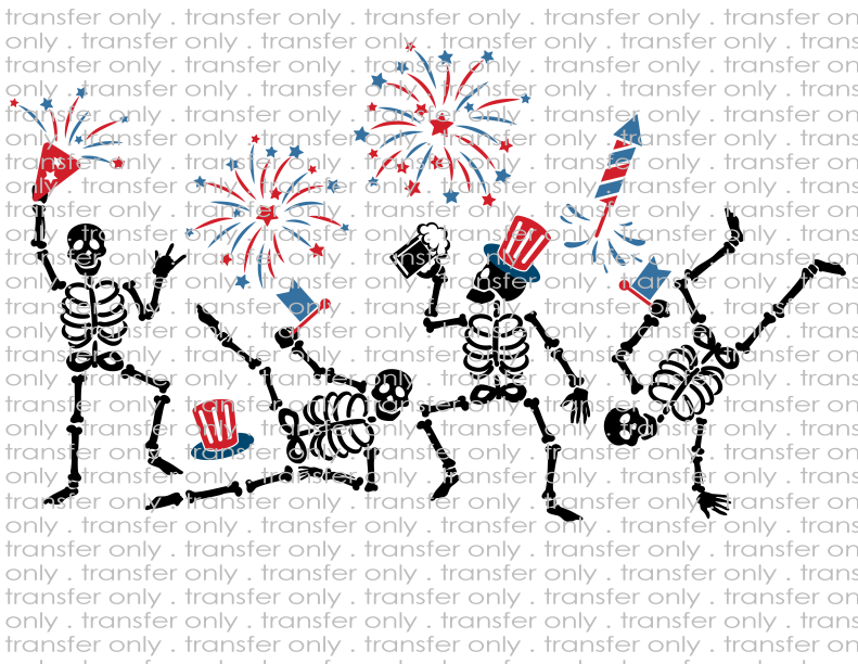 Patriotic Dancing Skeletons - Waterslide, Sublimation Transfers