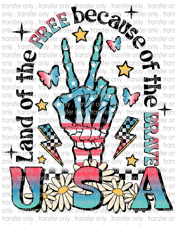 Land of the Free Because of the Brave - Waterslide, Sublimation Transfers