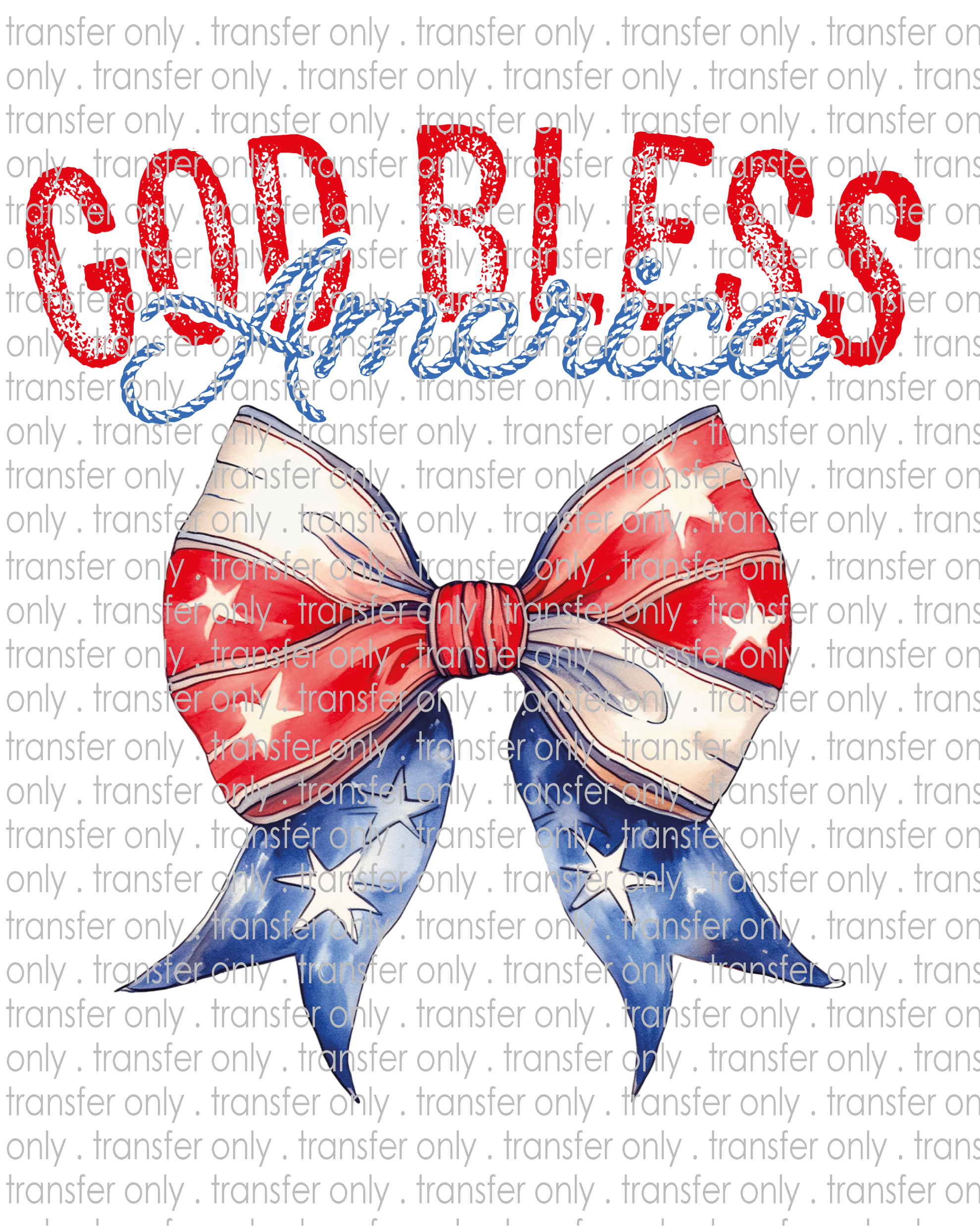 God Bless America - Waterslide, Sublimation Transfers