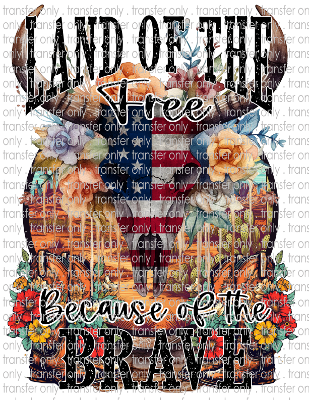 Land of the Free Because of the Brave - Waterslide, Sublimation Transfers