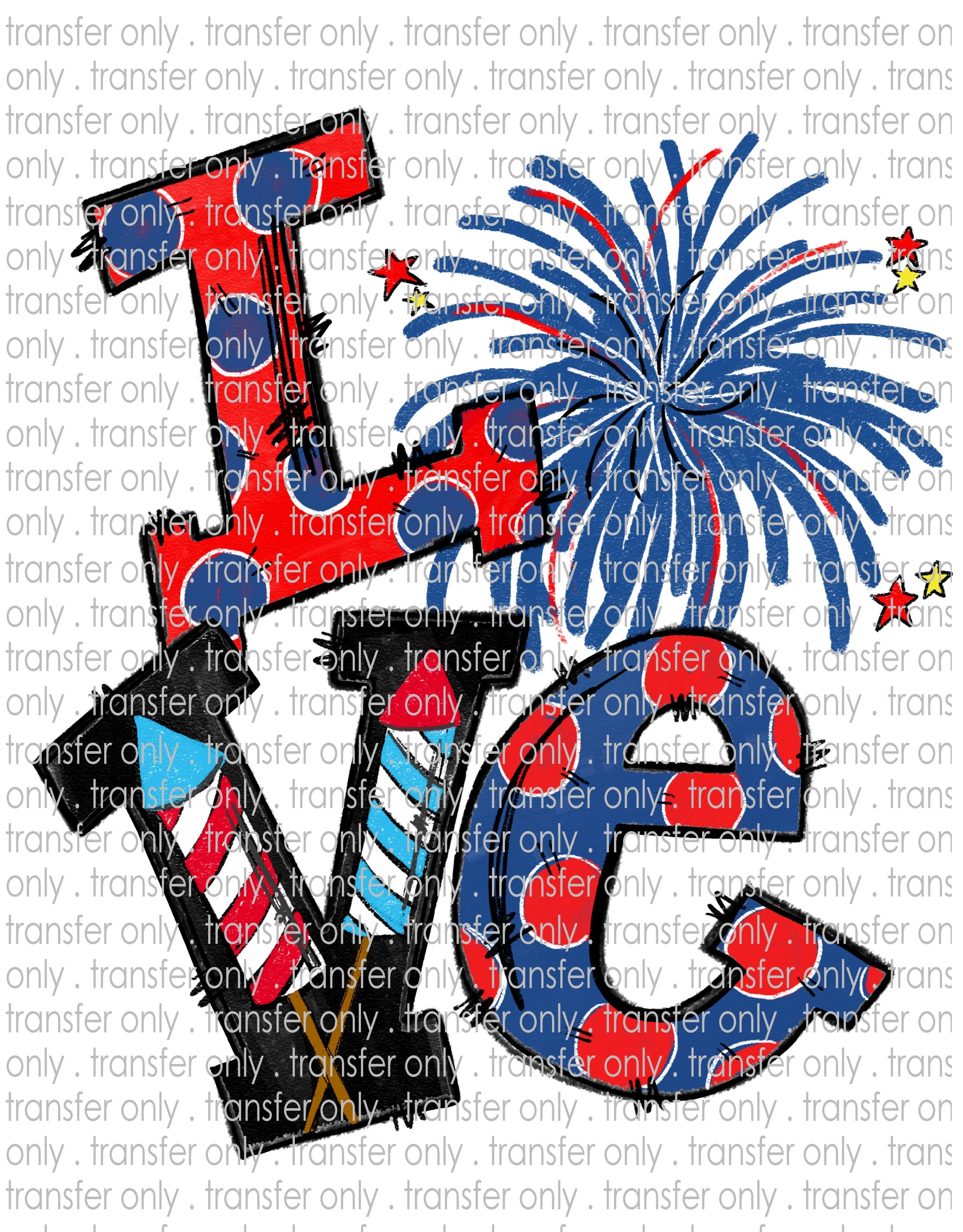 LOVE Fireworks - Waterslide, Sublimation Transfers