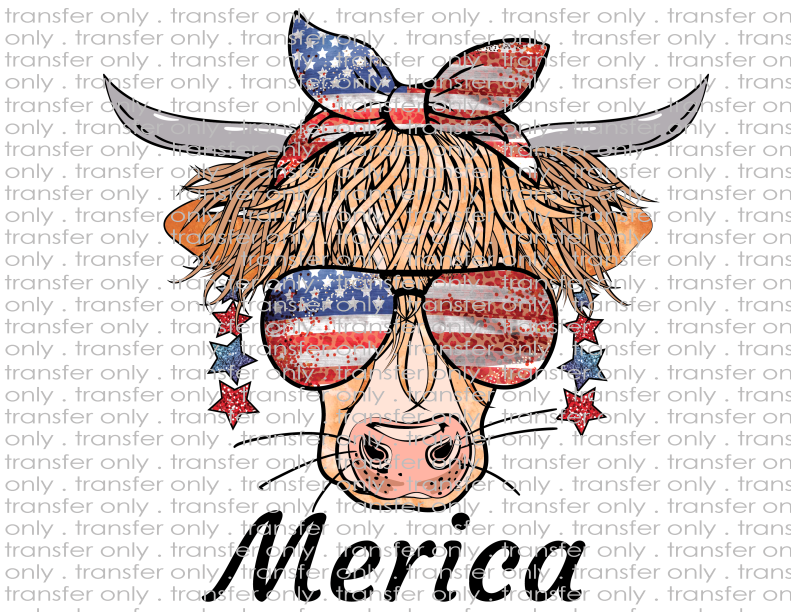 Merica Shaggy Cow - Waterslide, Sublimation Transfers
