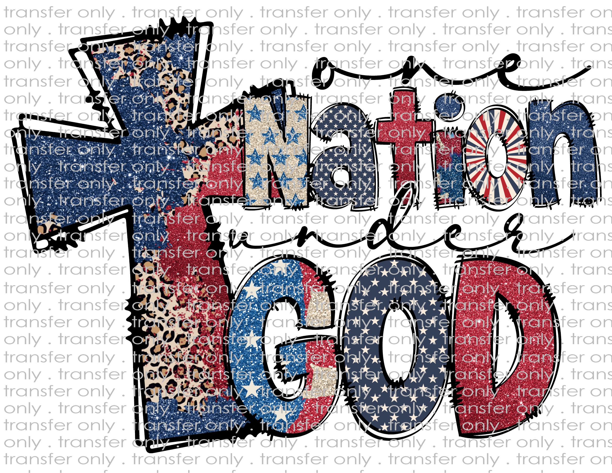 One Nation Under God - Waterslide, Sublimation Transfers