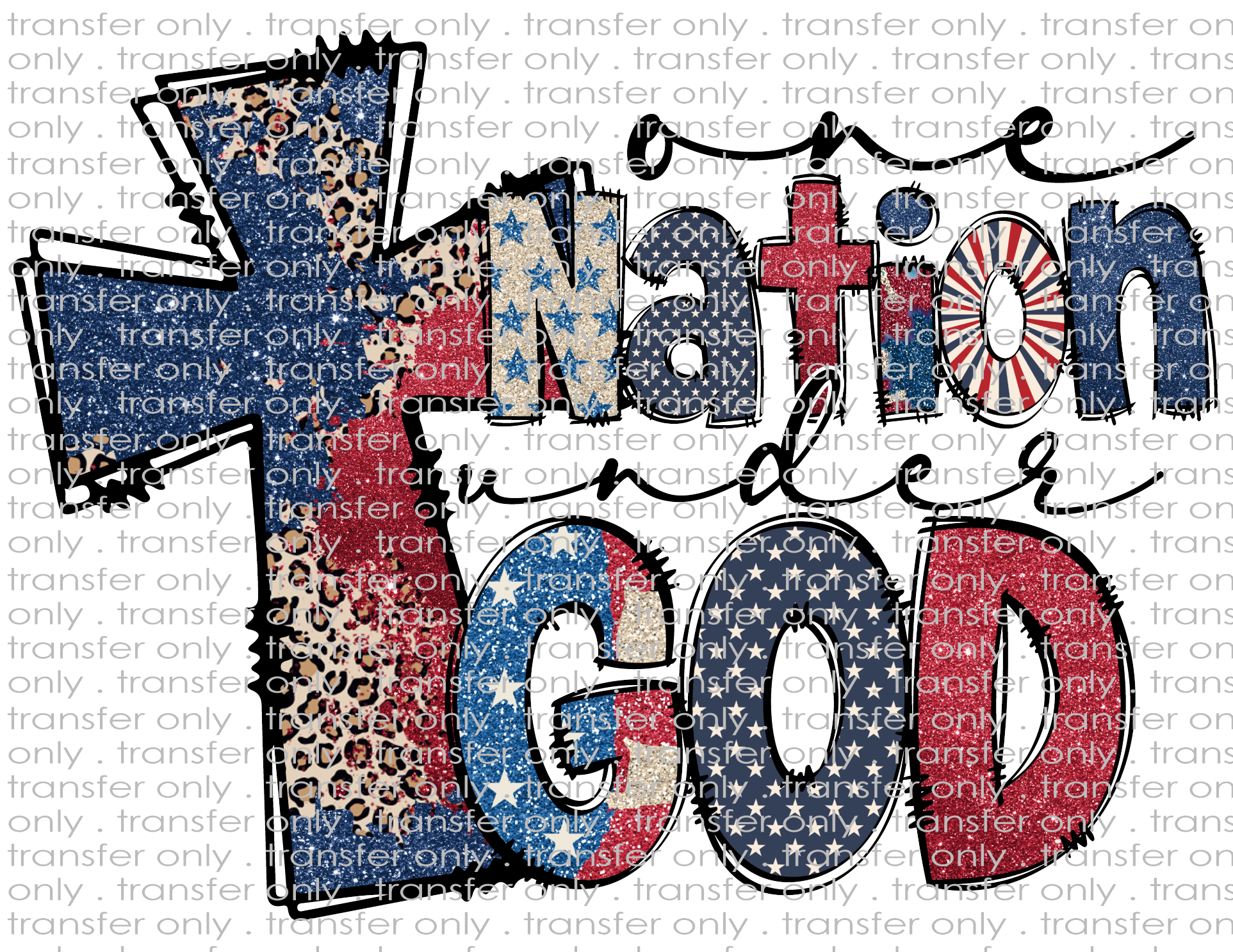 One Nation Under God - Waterslide, Sublimation Transfers