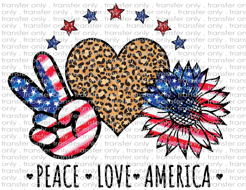 Peace Love America - Waterslide, Sublimation Transfers