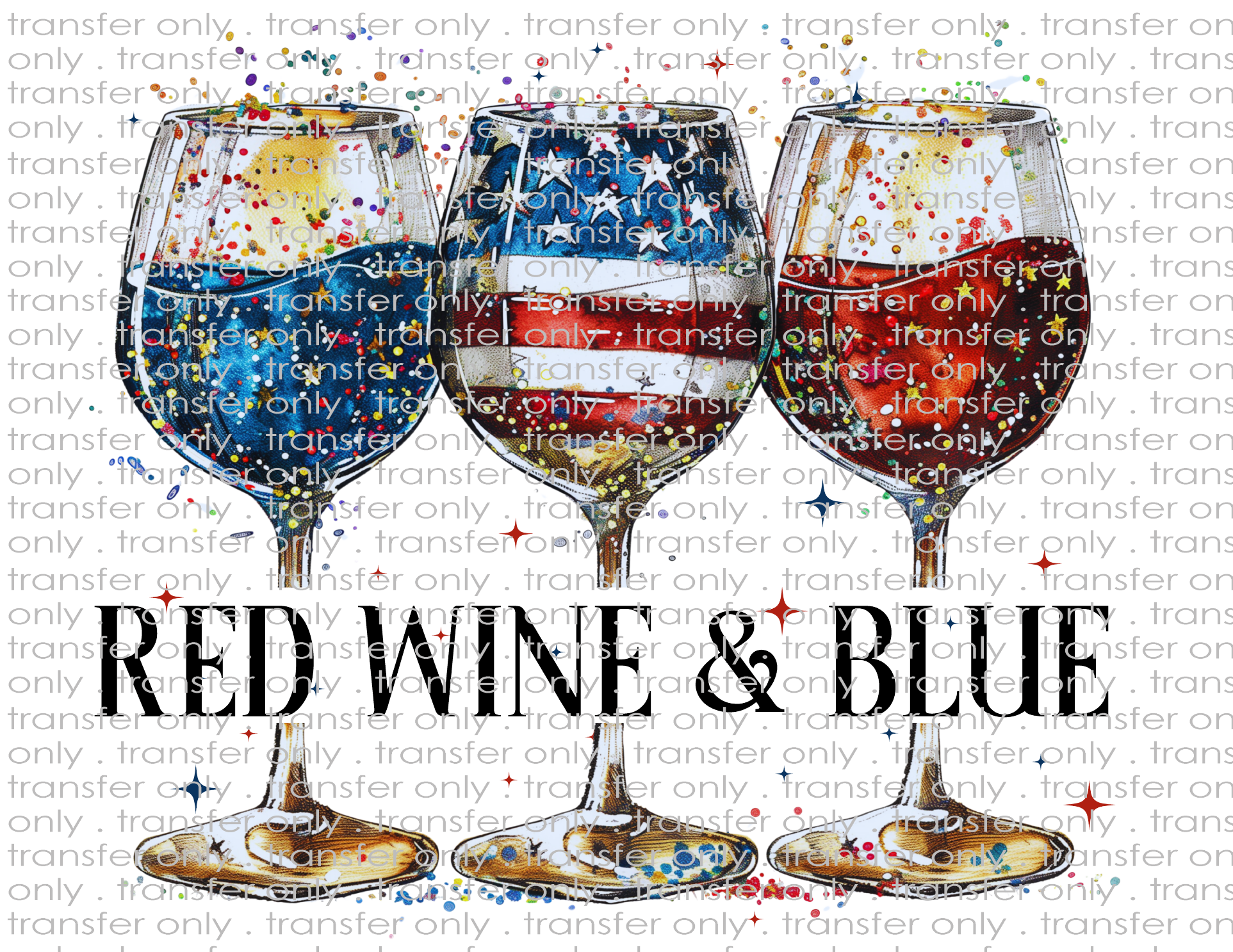 Red Wine & Blue - Waterslide, Sublimation Transfers