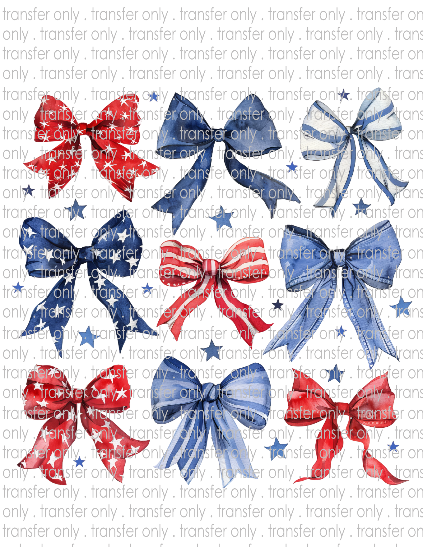 Patriotic Bows - Waterslide, Sublimation Transfers