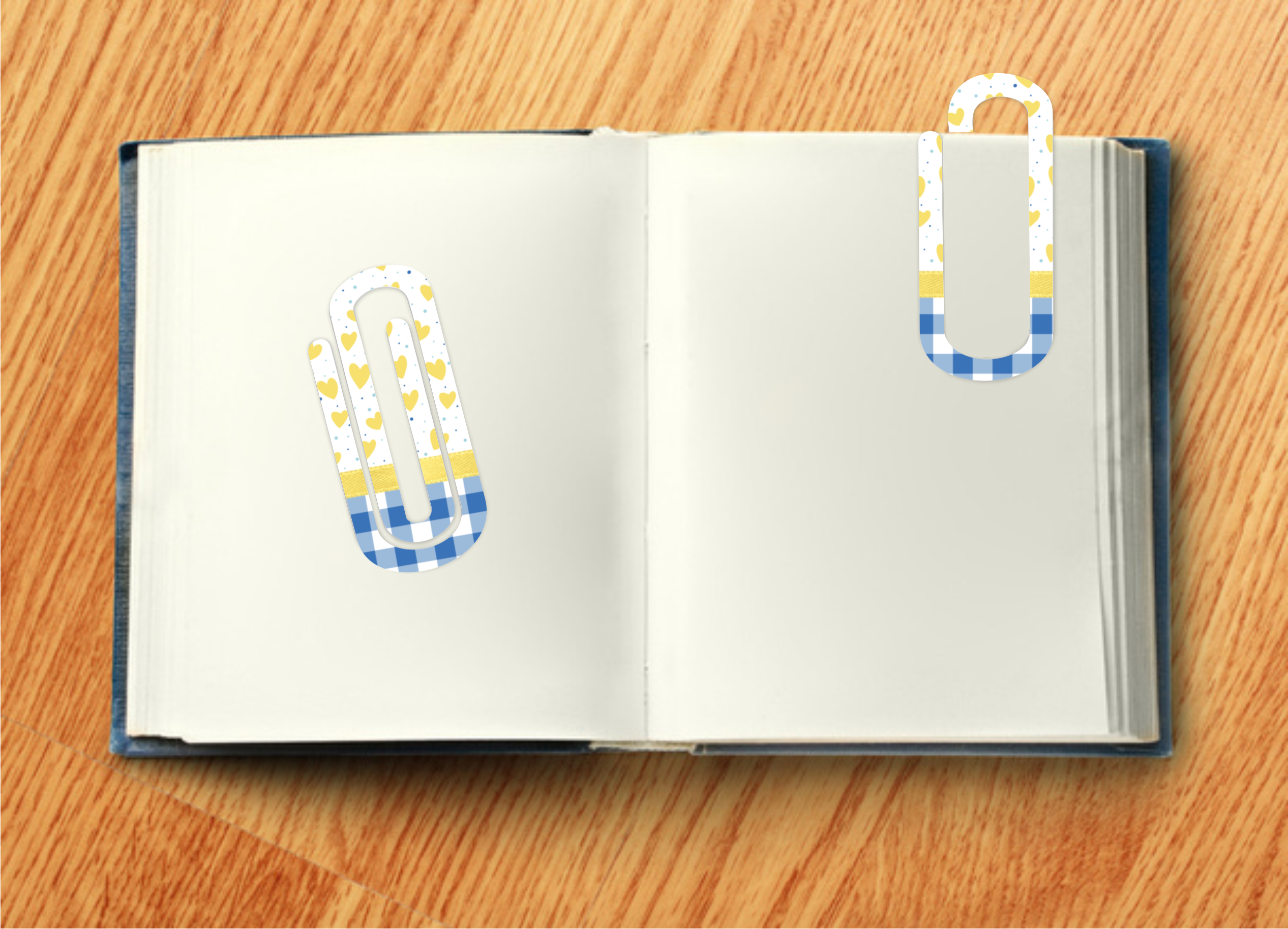 Heart With Blue Gingham - Jumbo Paper Clip Transfer