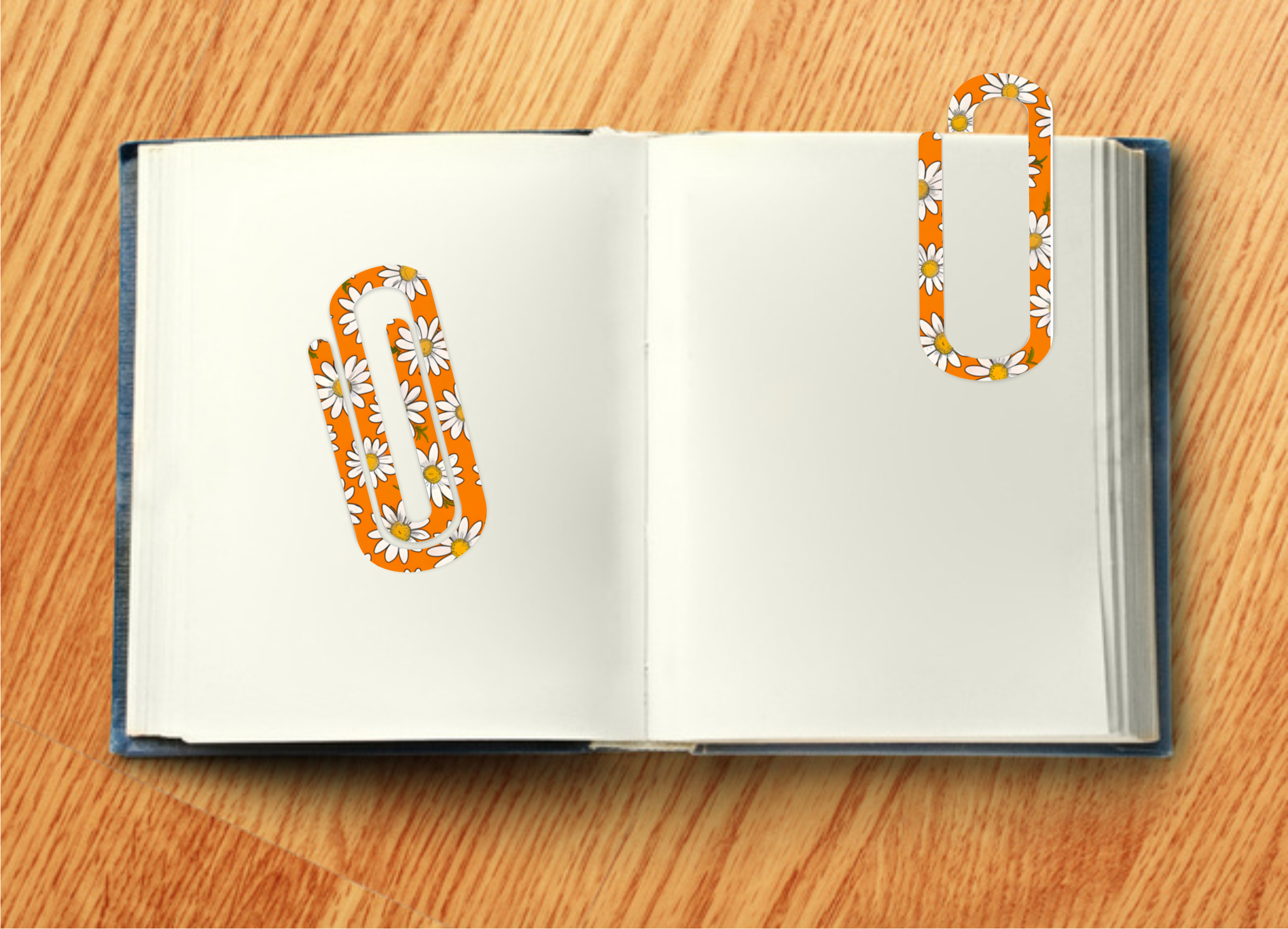 Daisies on Orange - Jumbo Paper Clip Transfer