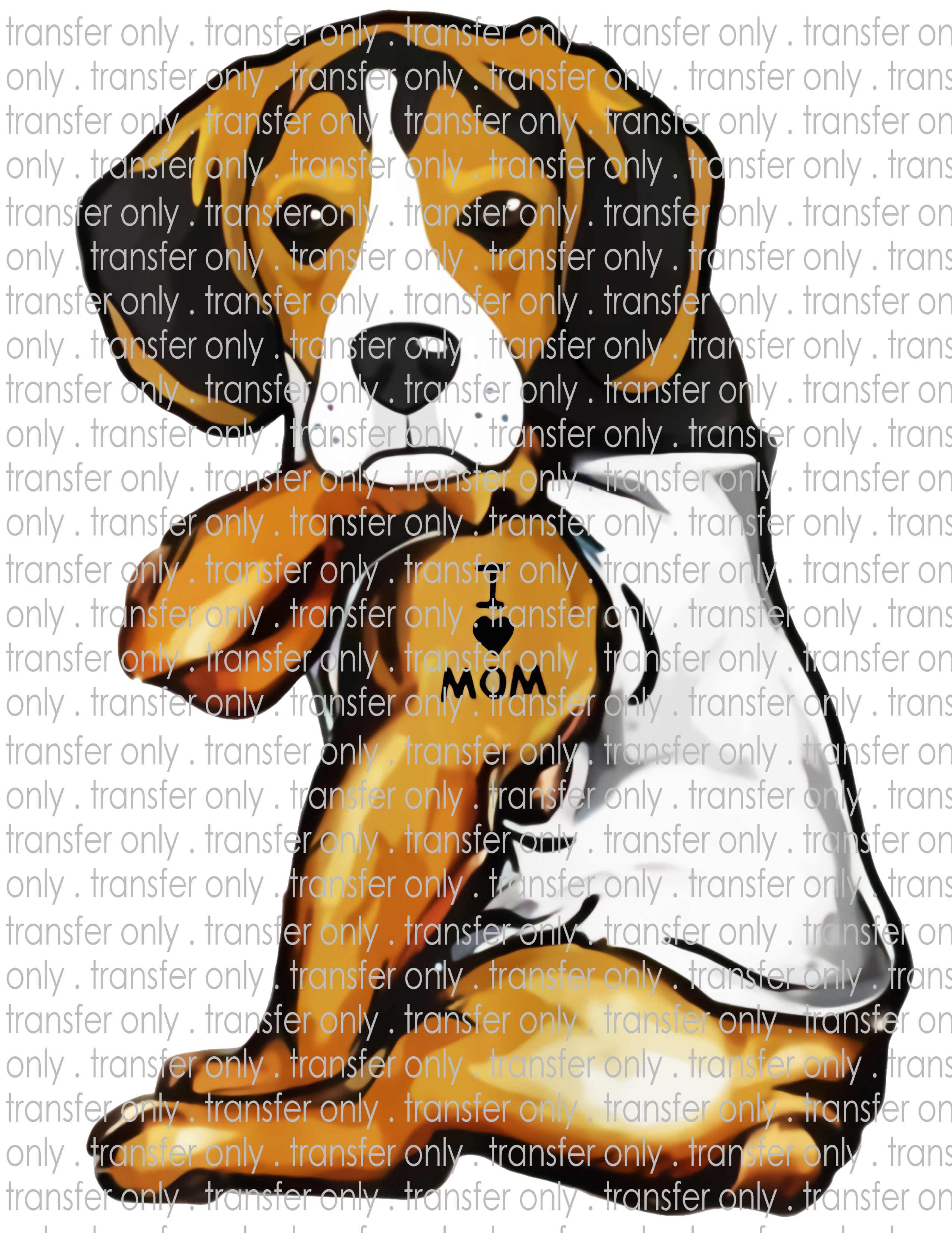 Beagle Tattoo - Love Mom - Waterslide, Sublimation Transfers