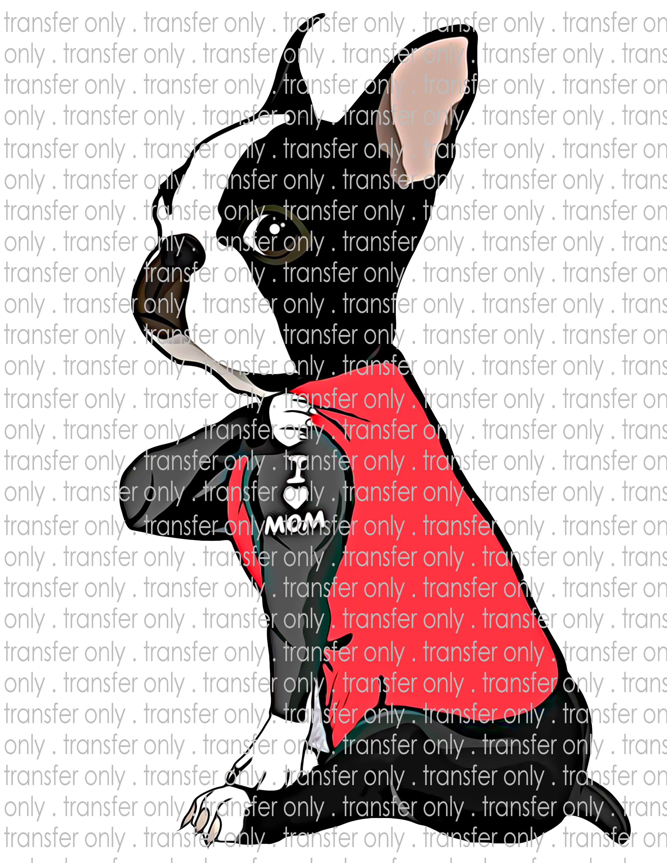 Boston Terrier Tattoo - Love Mom - Waterslide, Sublimation Transfers