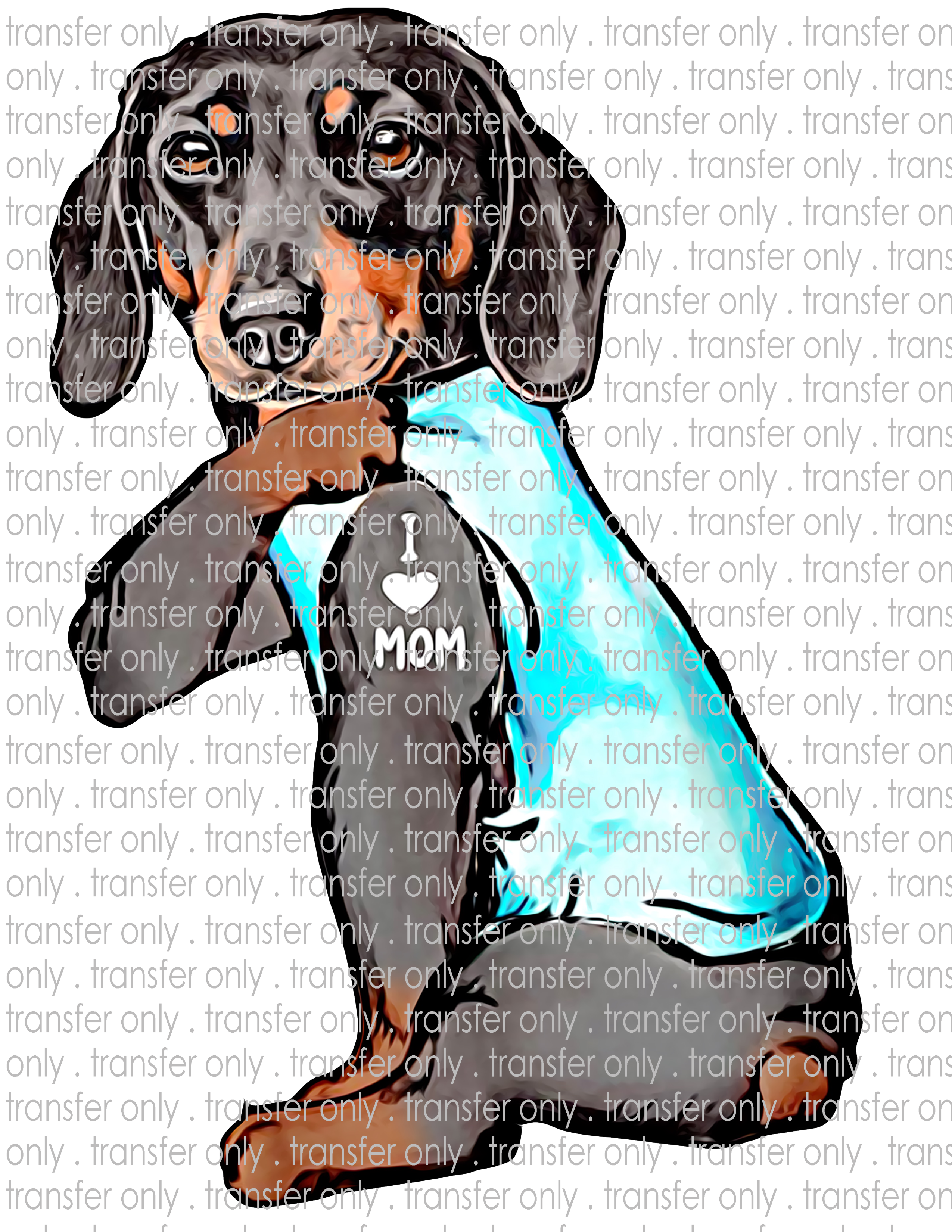 Dachshund Tattoo - Love Mom - Waterslide, Sublimation Transfers