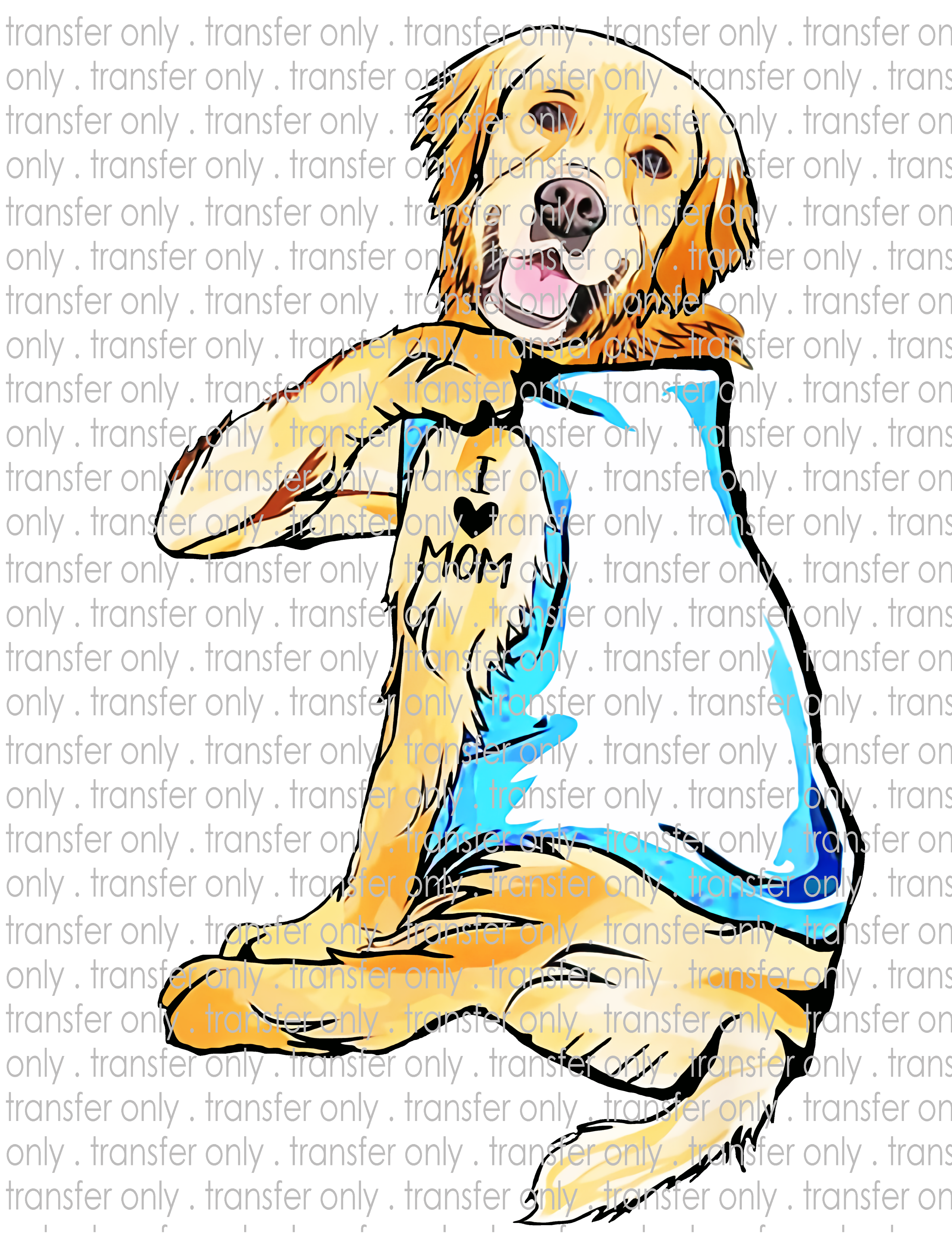 Golden Retriever - Love Mom - Waterslide, Sublimation Transfers
