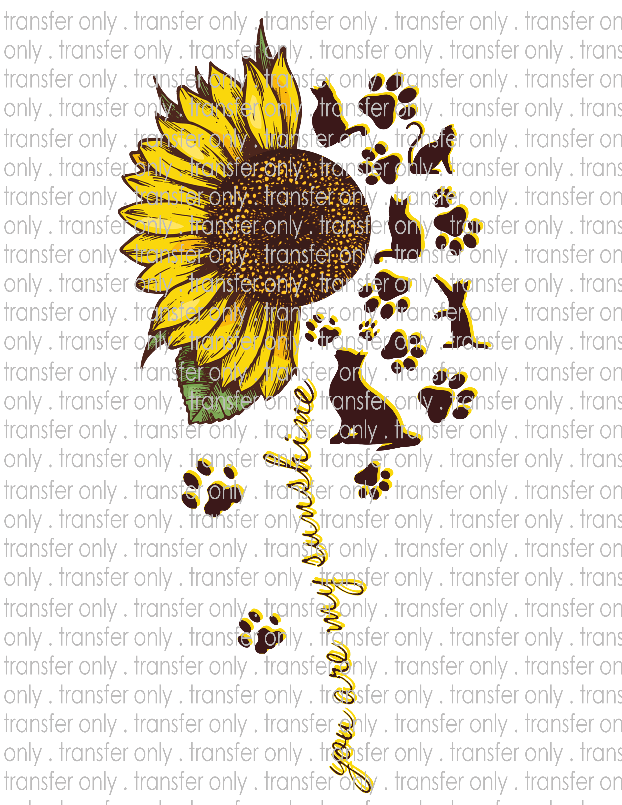 Cat Mom Sunflower - Waterslide, Sublimation Transfers