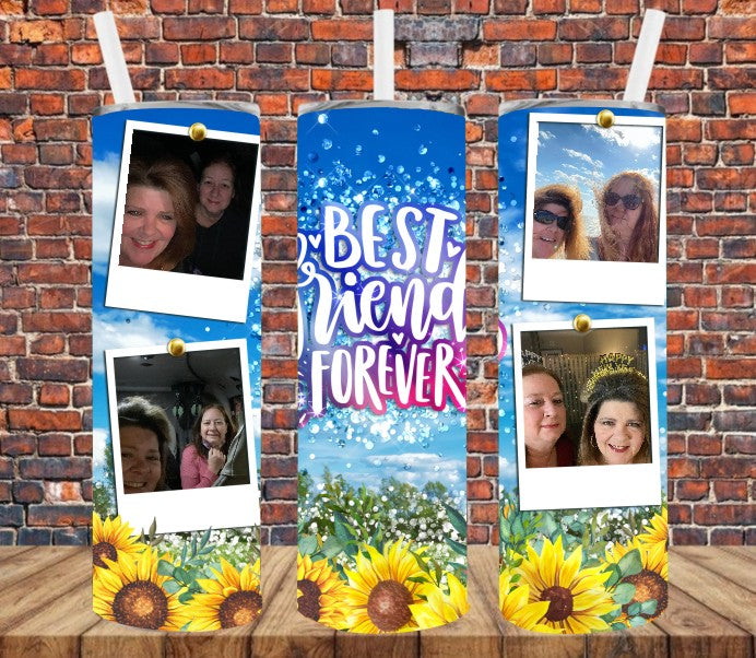 4 images - Best Friends - Add Your Own Photos - Sublimation Tumbler Wrap