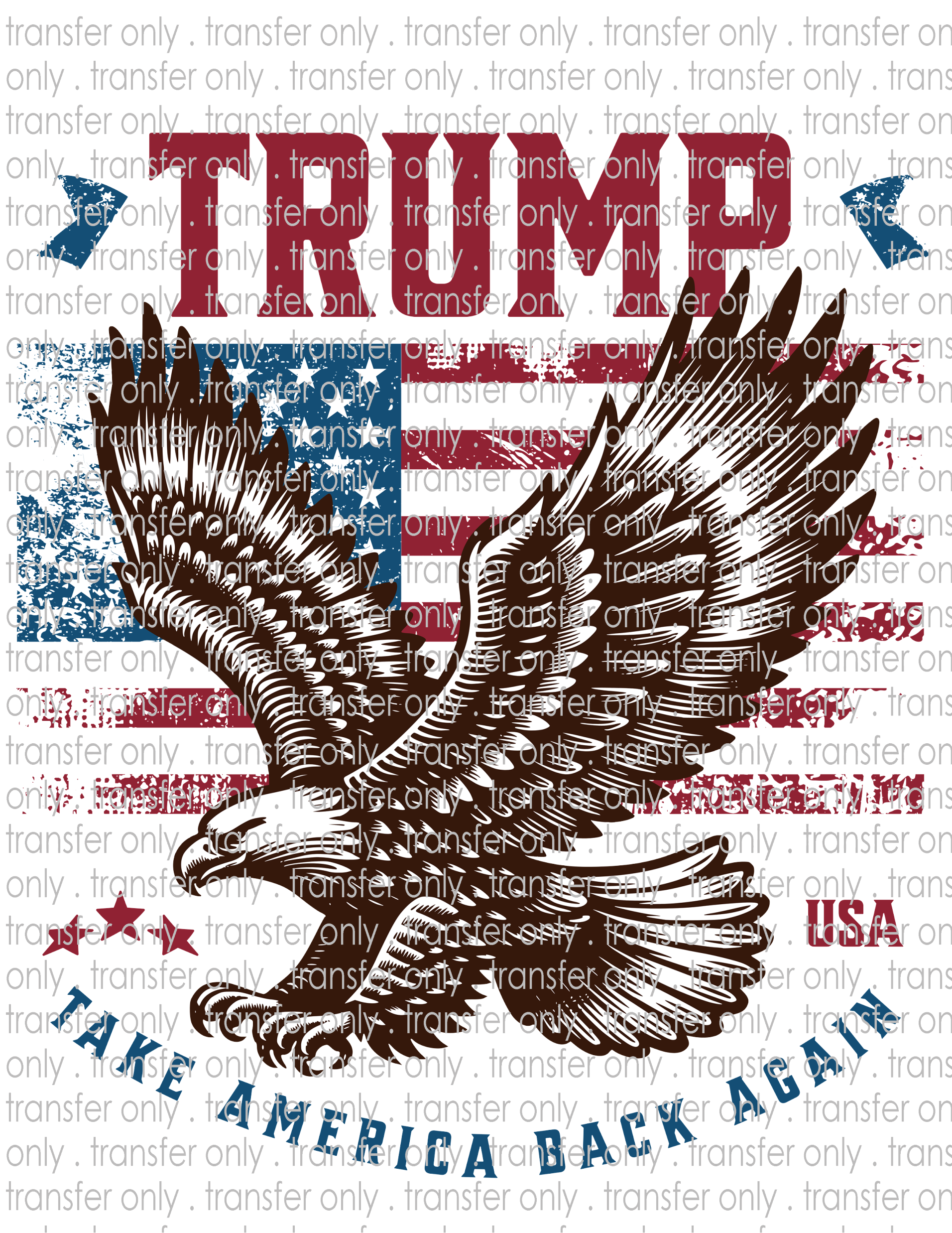 Trump Take America Back Again - Waterslide, Sublimation Transfers
