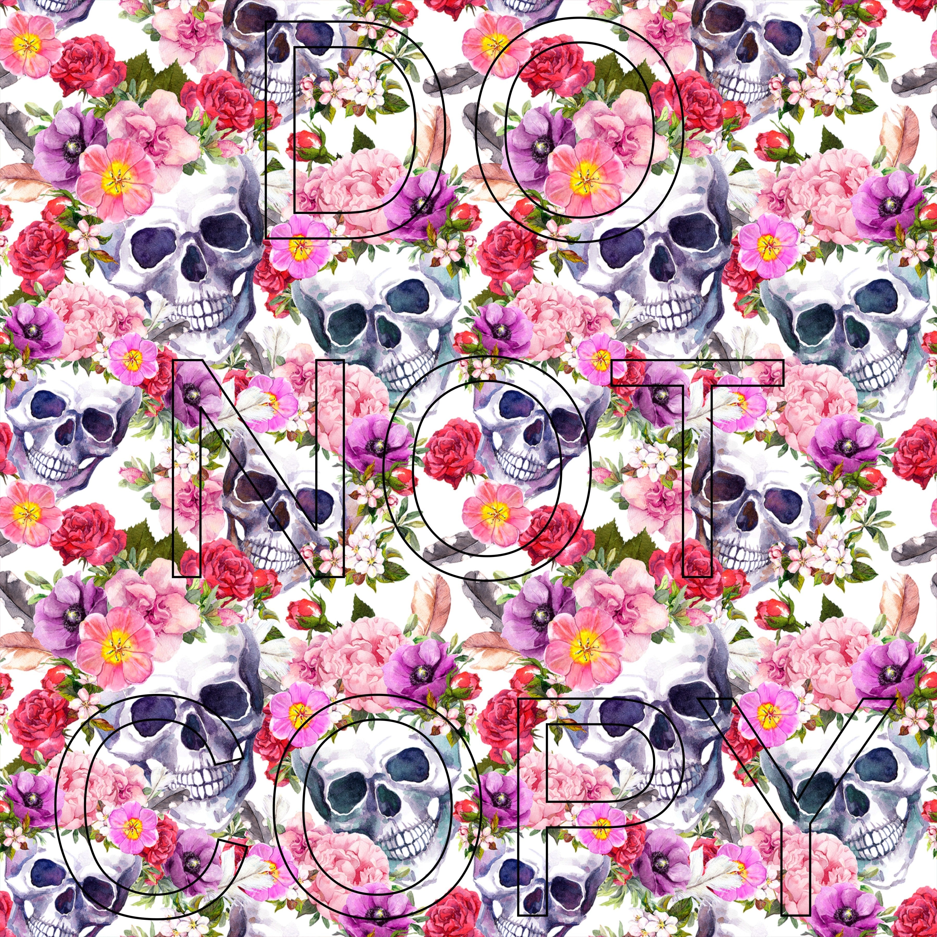 Floral Skulls - Full Pattern - Vinyl, Sublimation Transfers