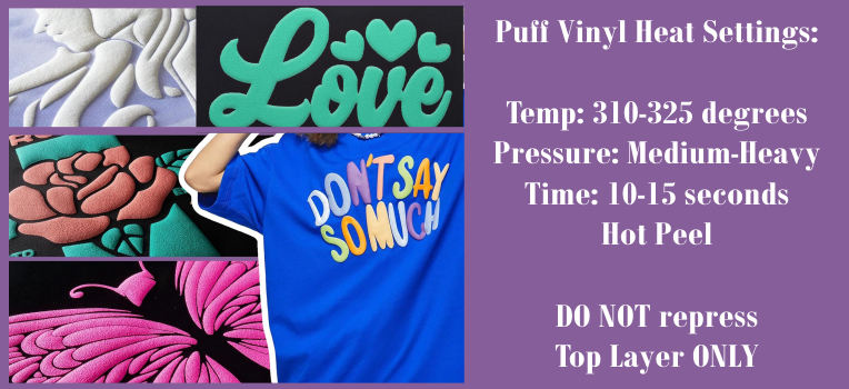 3D Puff HTV - Heat Transfer Vinyl Sheets