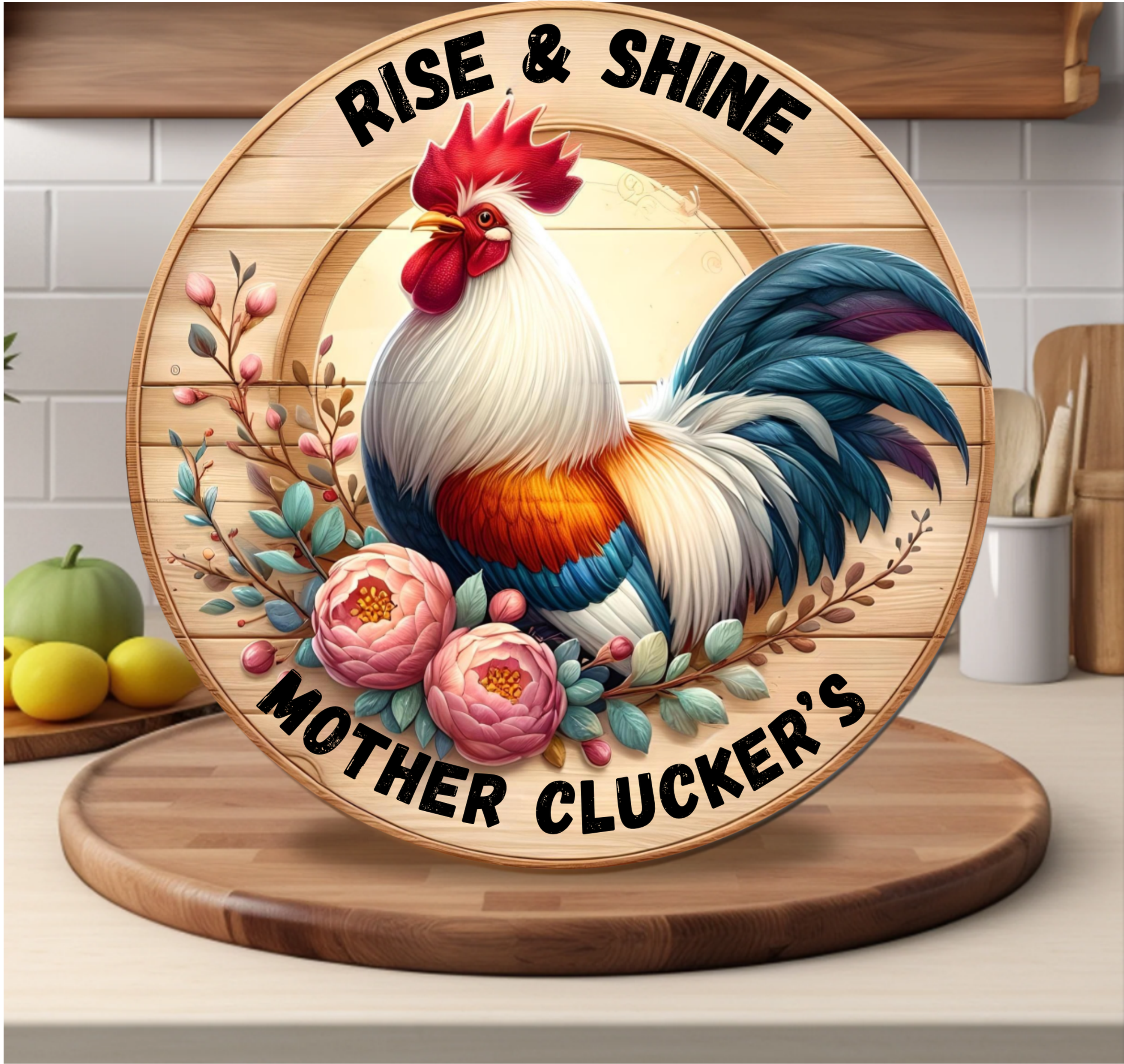 Rise & Shine Cluckers - Cutting Board - Sublimation Transfer
