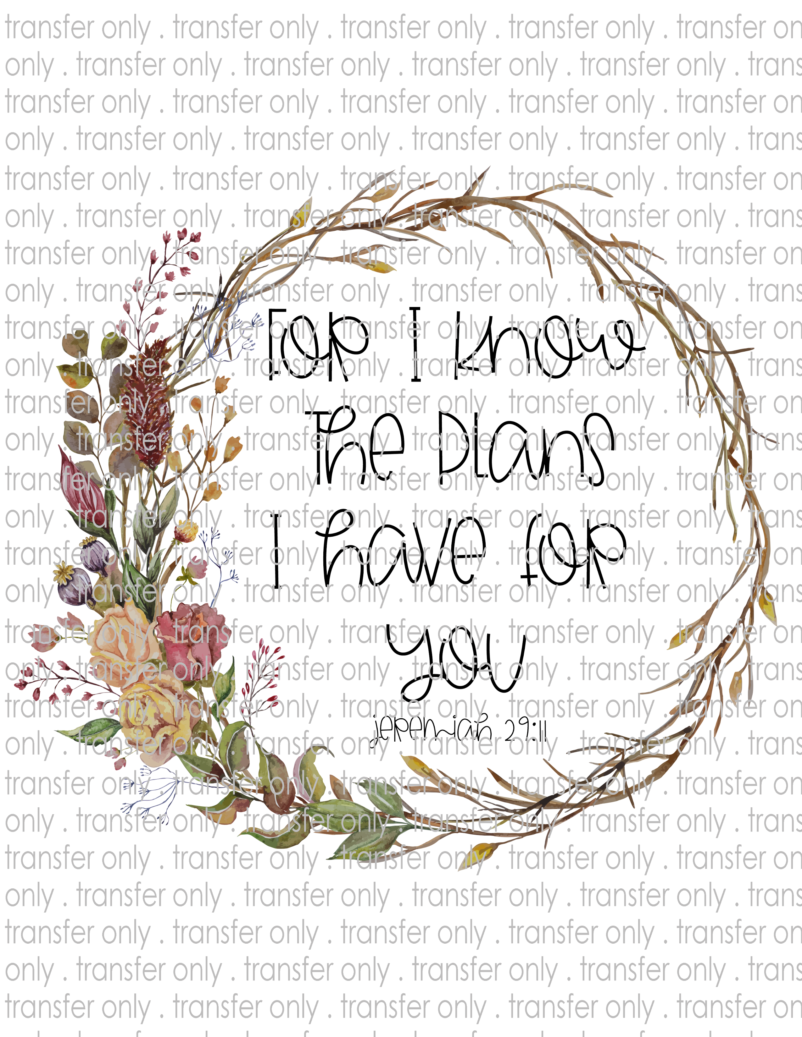 For I Know the Plans - Waterslide, Sublimation Transfers