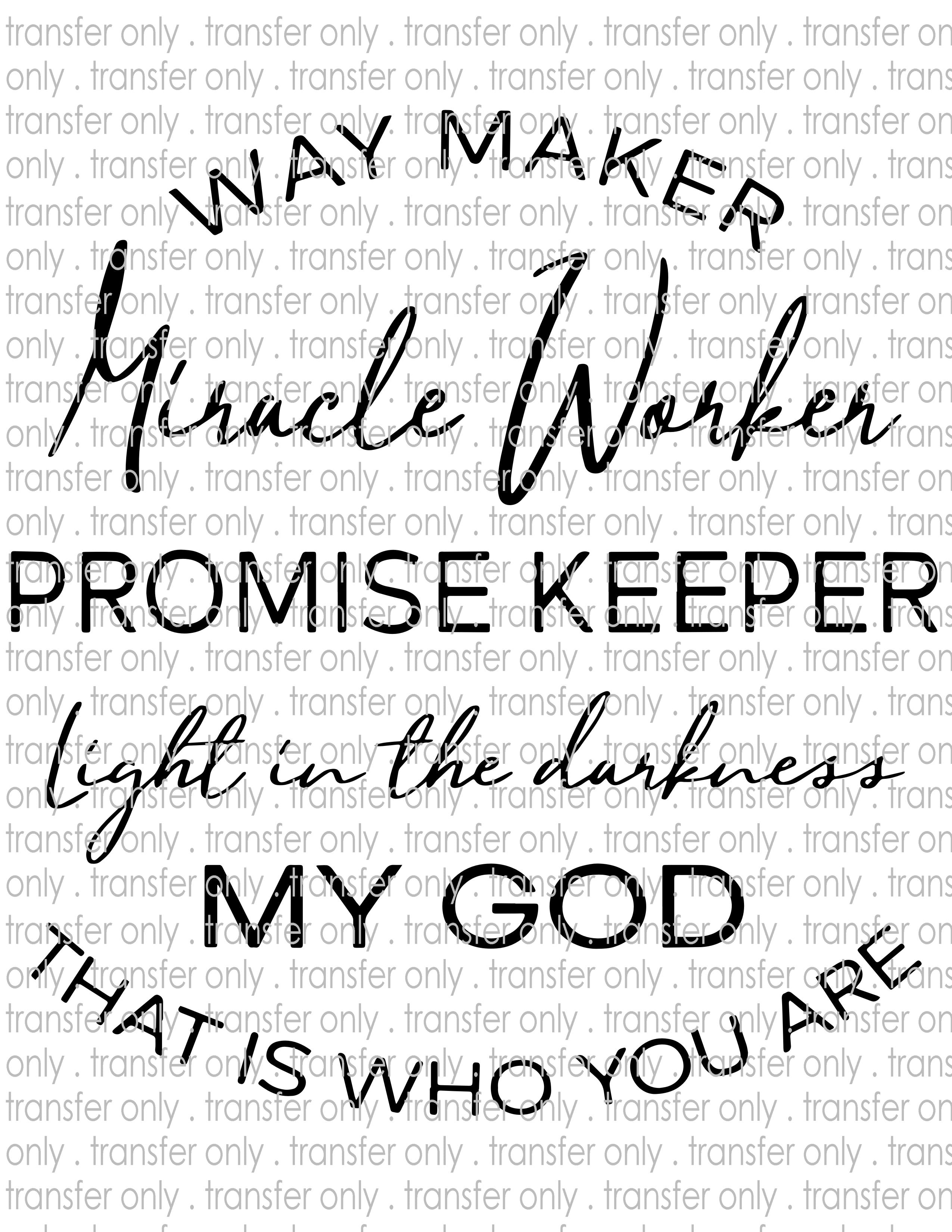 Waymaker Promise Keeper - Waterslide, Sublimation Transfers