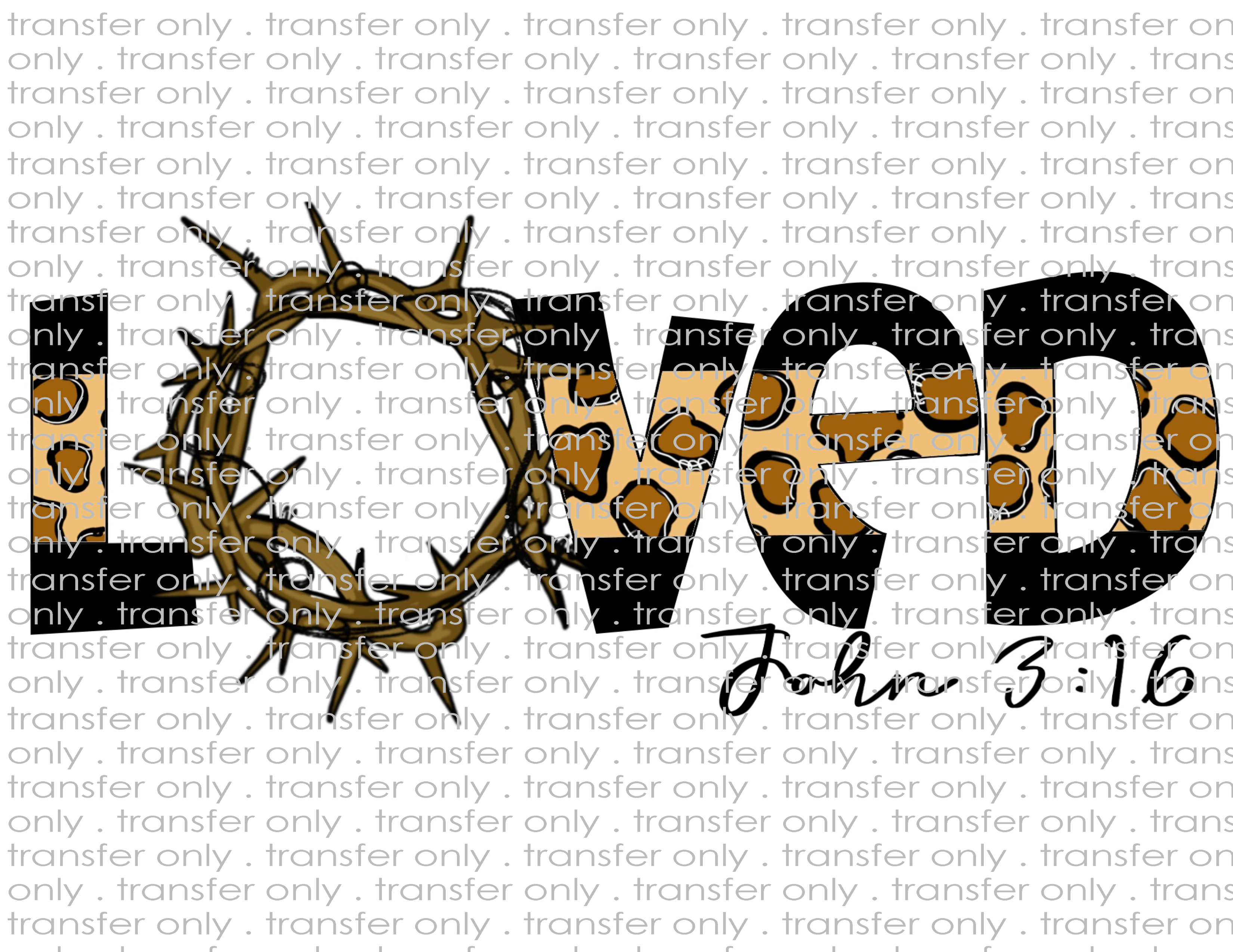 Leopard Cross John 3:16 - Waterslide, Sublimation Transfers