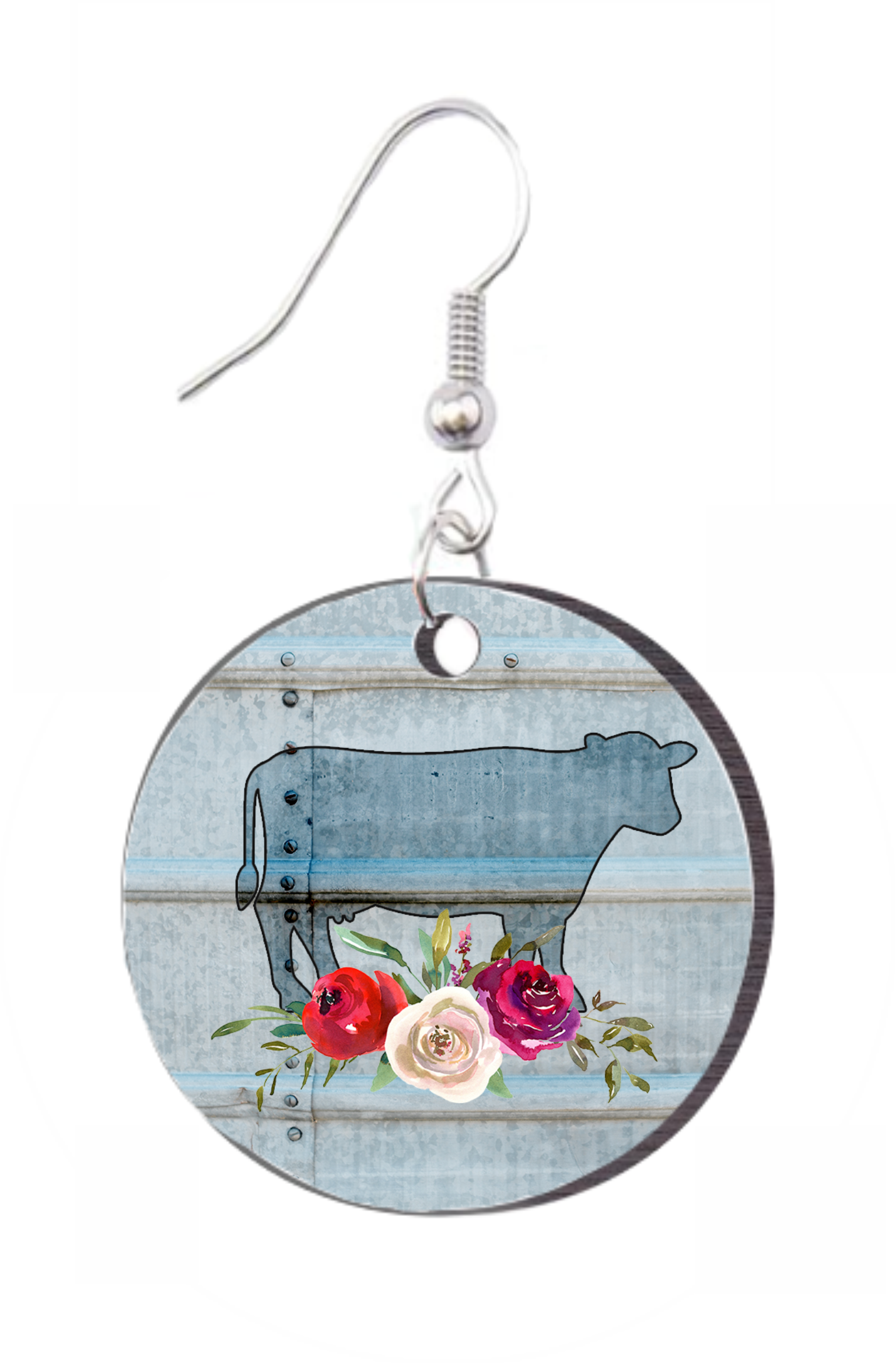 Country Cow - Round Earring Design