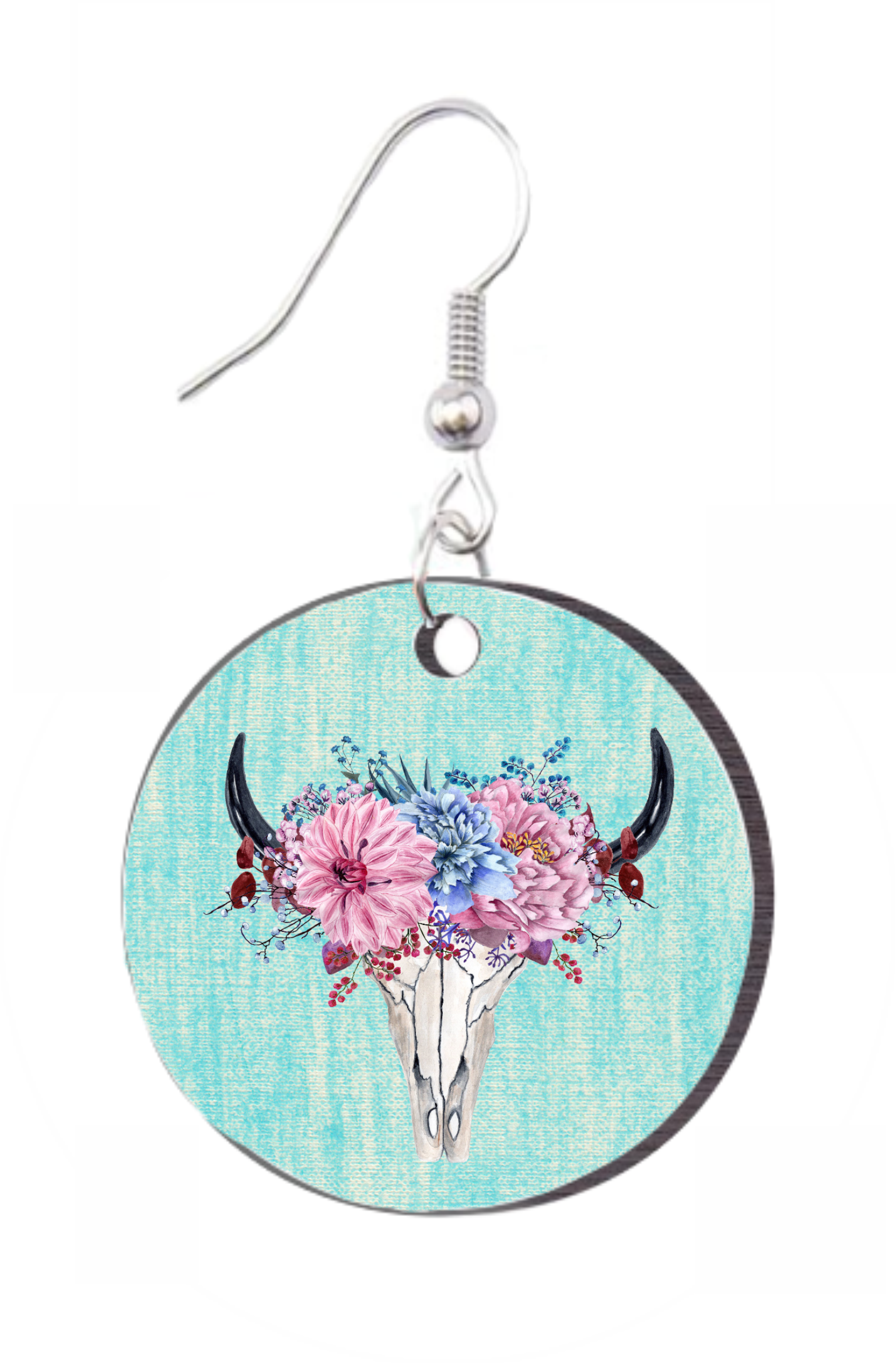 Boho Cow Skull - Round Earring Design