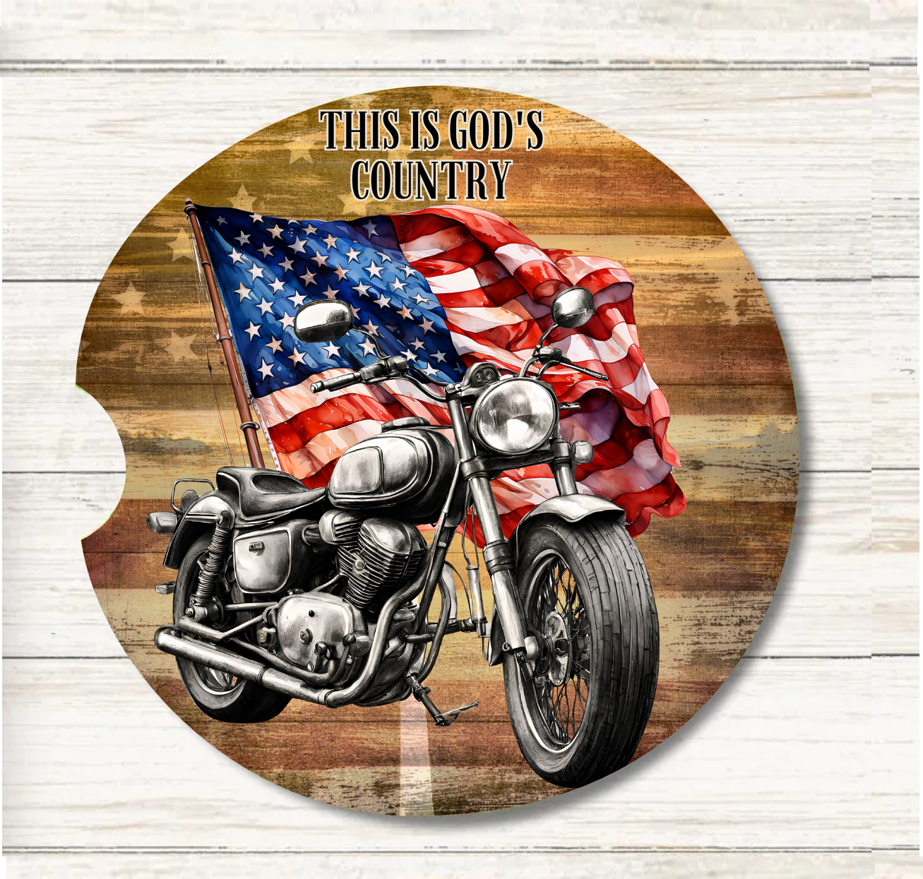 Patriotic Motorcycle - Car Coaster & Keychain Transfer