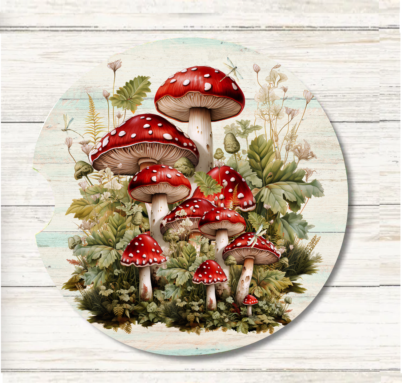 Retro Mushrooms - Car Coaster & Keychain Transfer