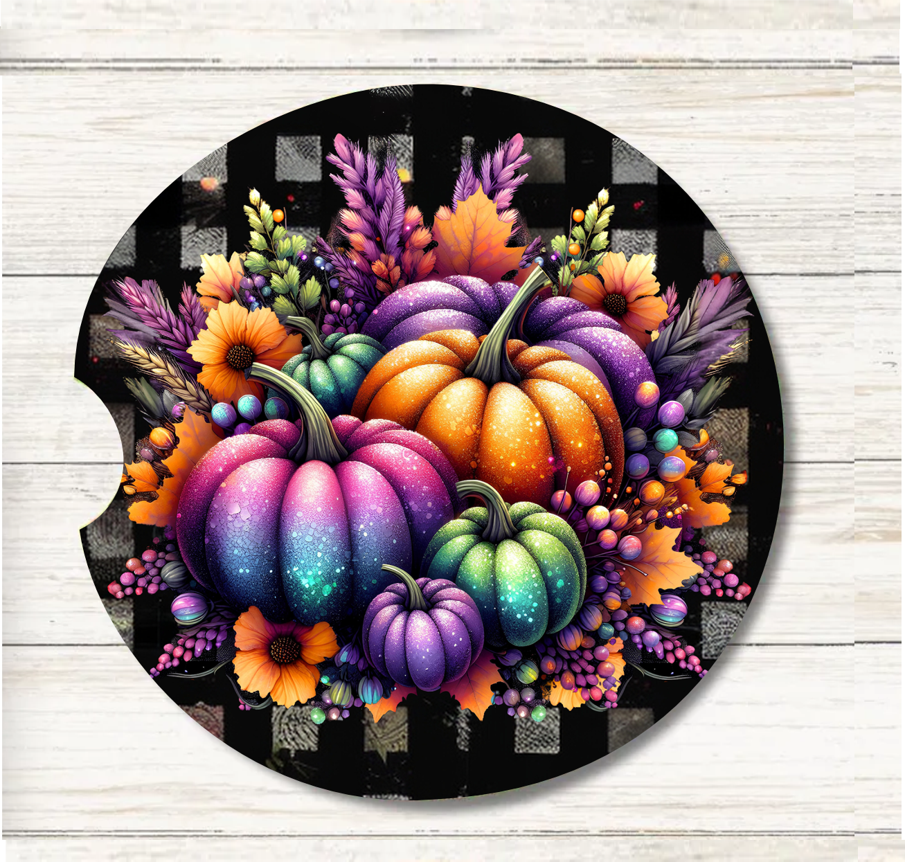 Vibrant Pumpkins - Car Coaster & Keychain Transfer