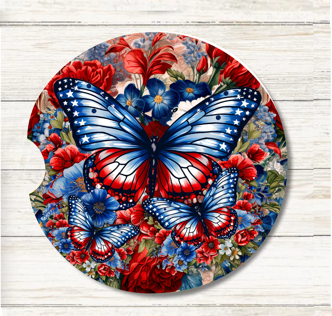 Patriotic Butterfly - Car Coaster & Keychain Transfer